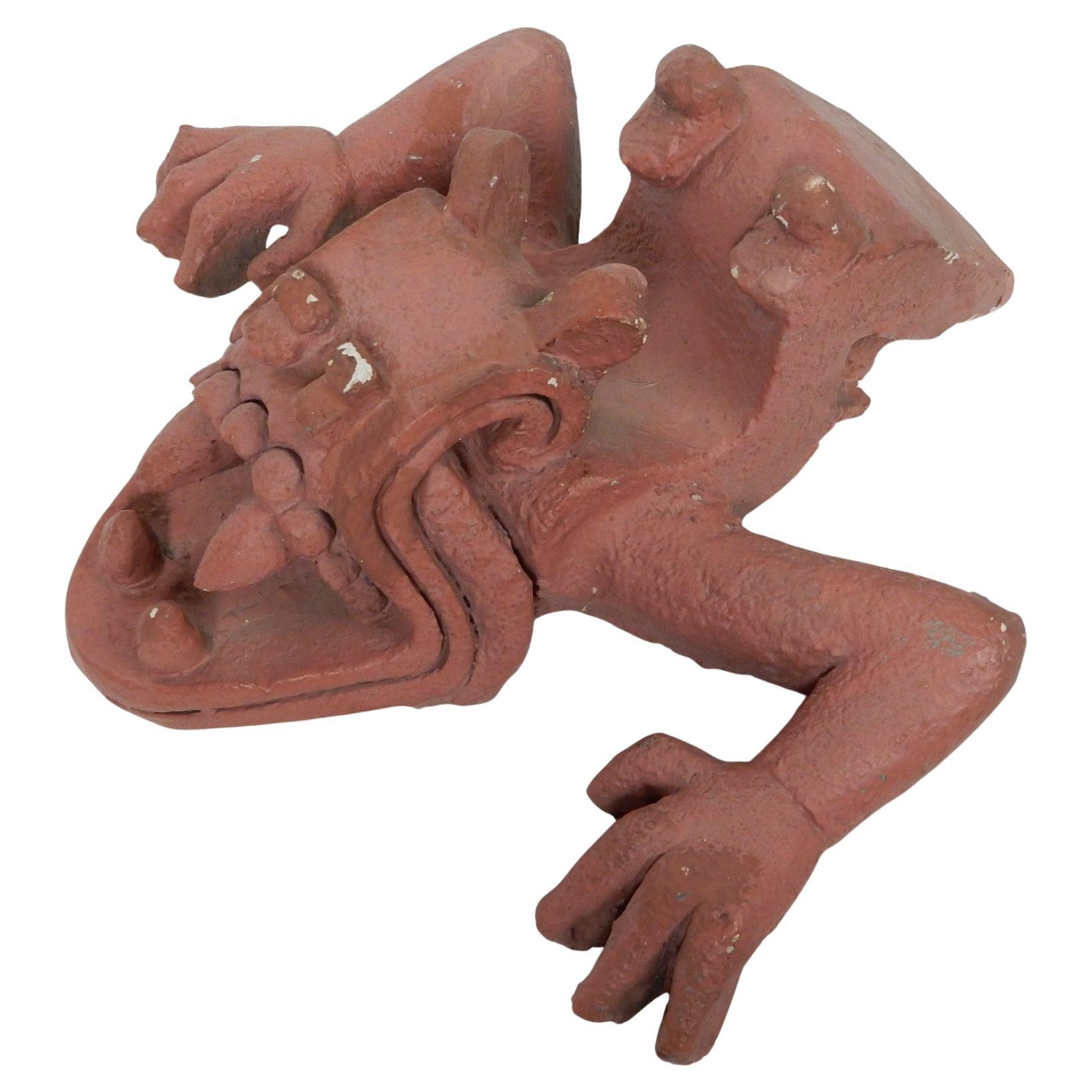 An architectural element (demon lizard) designed by Waylande Gregory in the 1920's. This was culled from the Hotel President in KC, Missouri.
Gregory's most famous work at the Hotel President was the Aztec Room, the hotel's dining room, which he