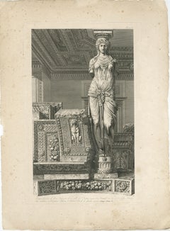 Architectural Engraving of a Caryatid, Cabinet d'Henri IV, by Baltard, ca.1800