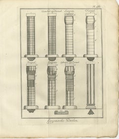 Architectural Engraving of Ancient Egyptian Columns and Capitals, c.1776