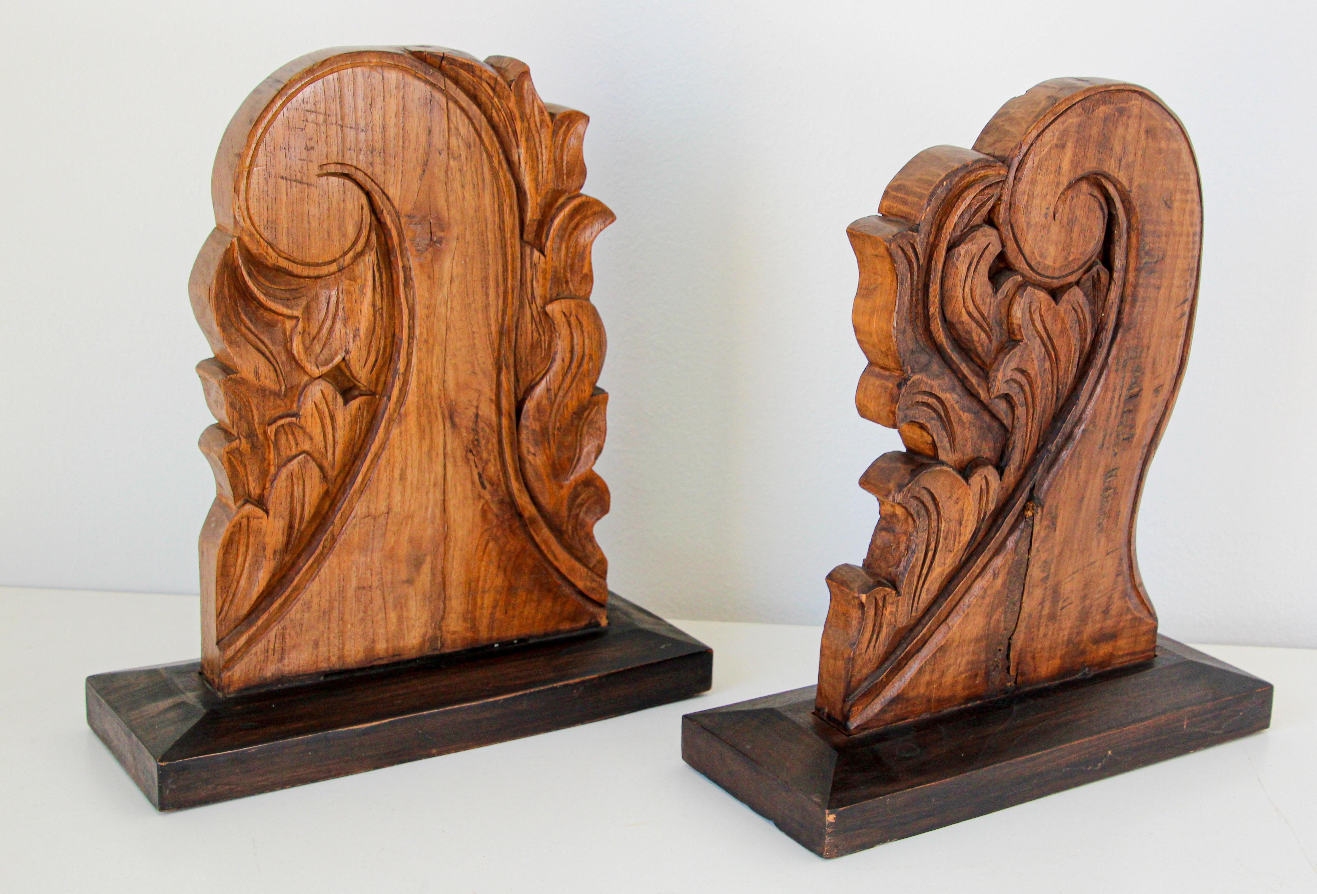 Architectural European Mounted Carved Wood Fragment, Pair For Sale 5