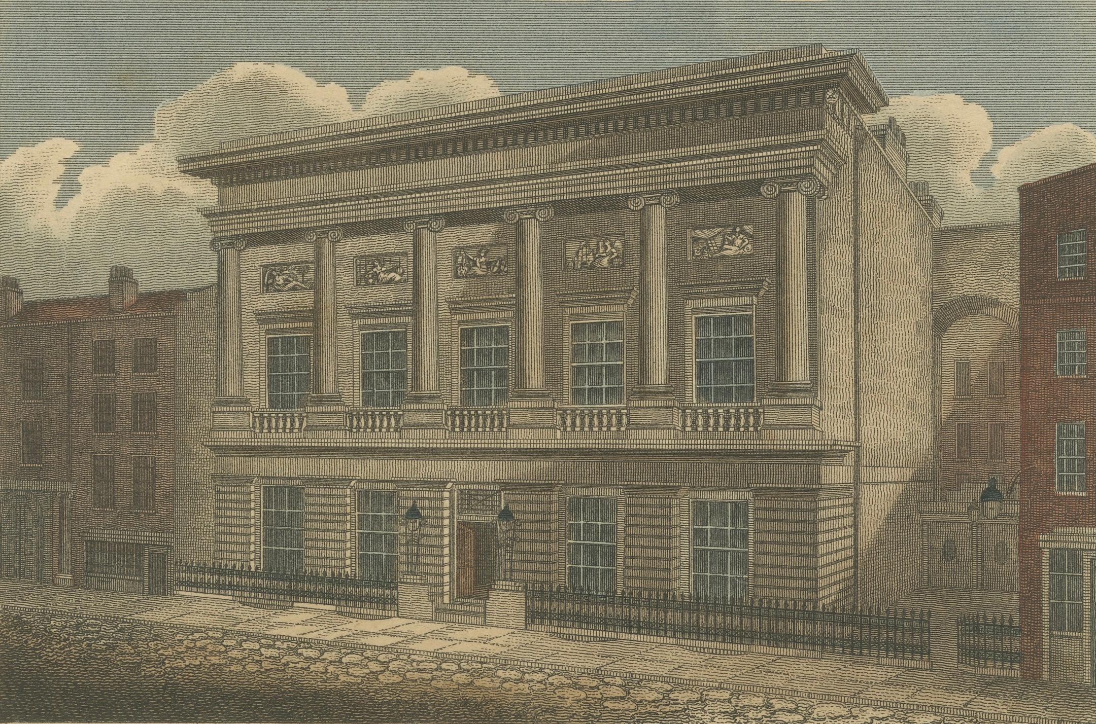Architectural Evolution: London's Custom House and Commercial Hall, 1815 For Sale 1