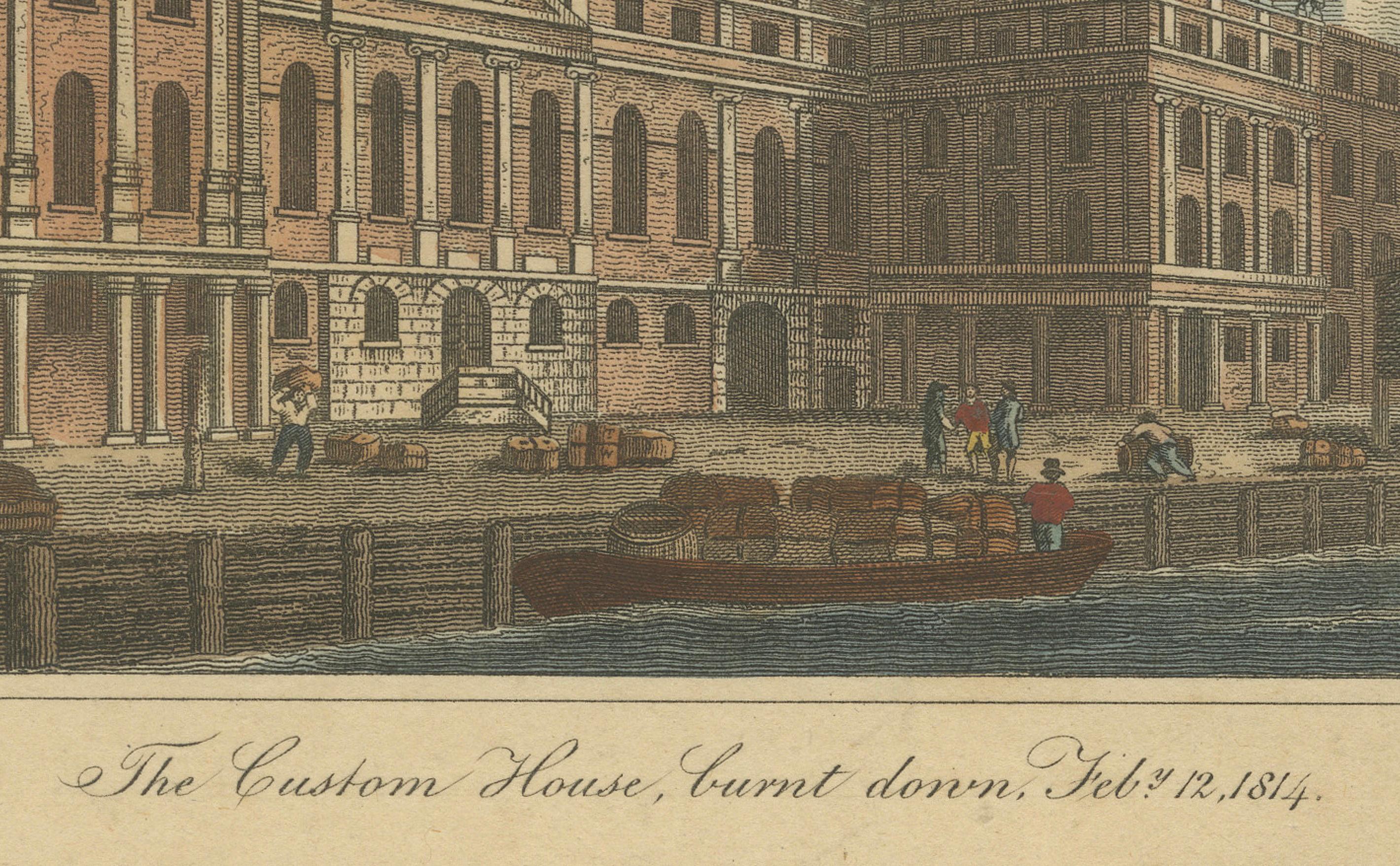 Architectural Evolution: London's Custom House and Commercial Hall, 1815 For Sale 3