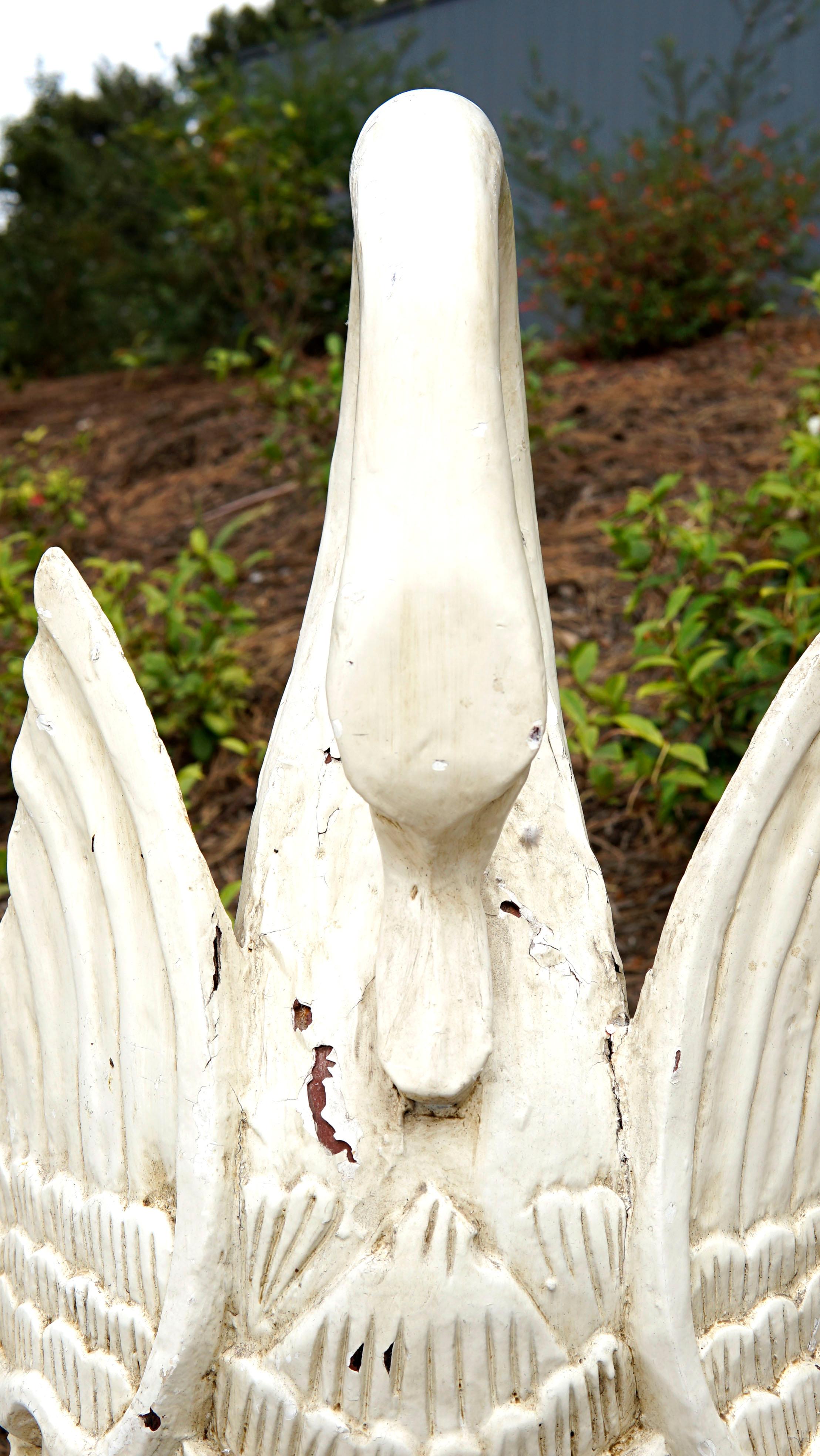 Art Nouveau Antique Architectural Finial Hand-Carved Pine White Swan Circa 1900