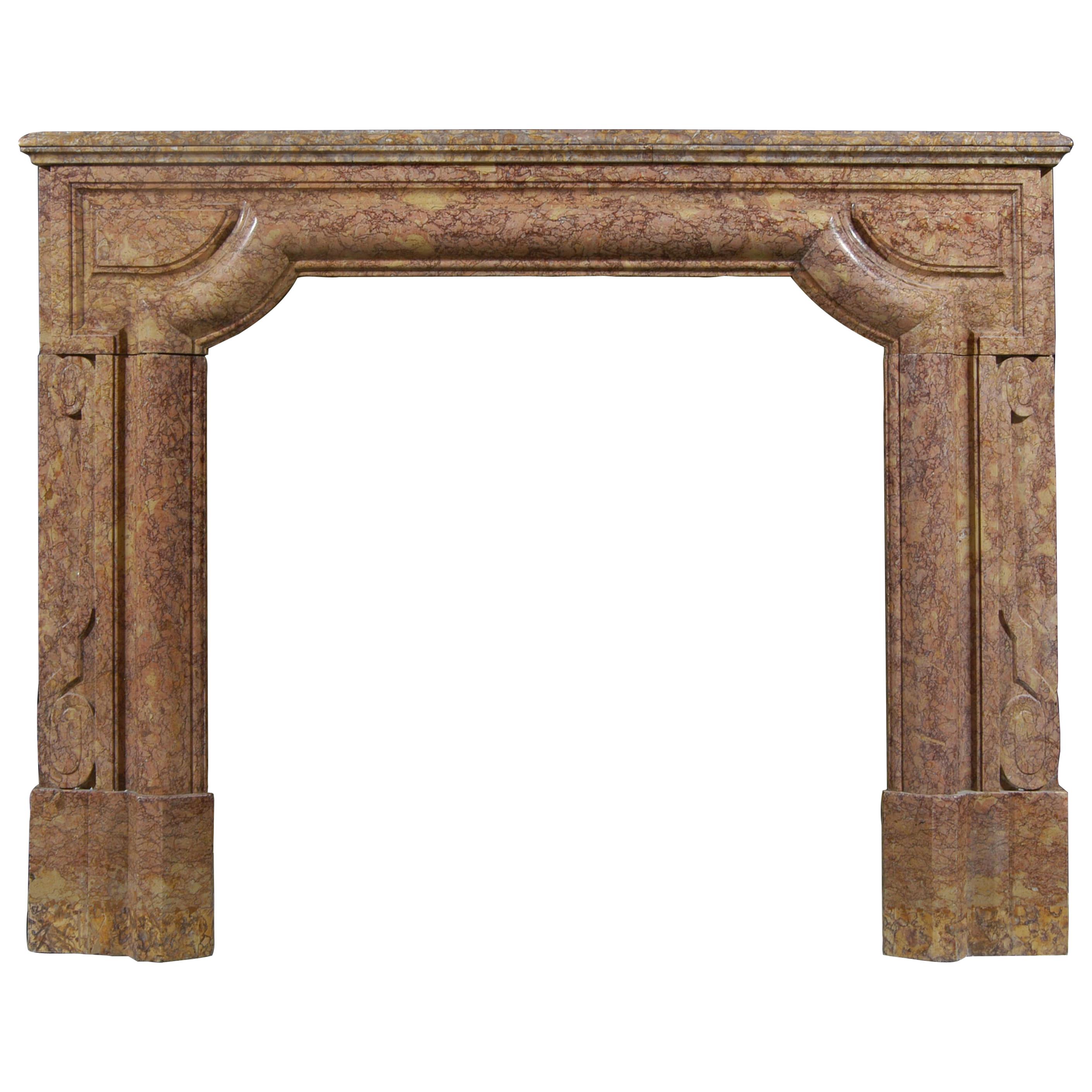 Architectural Fireplace in Brocatelle Marble For Sale