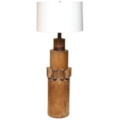 Architectural Floor Lamp Mid-Century Modern Carved Wood, 1960s
