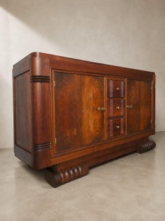 Architectural French Art Deco Buffet in Figured Walnut