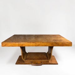 Table de salle à manger avec rallonges en placage de loupe Architectural French Art Deco