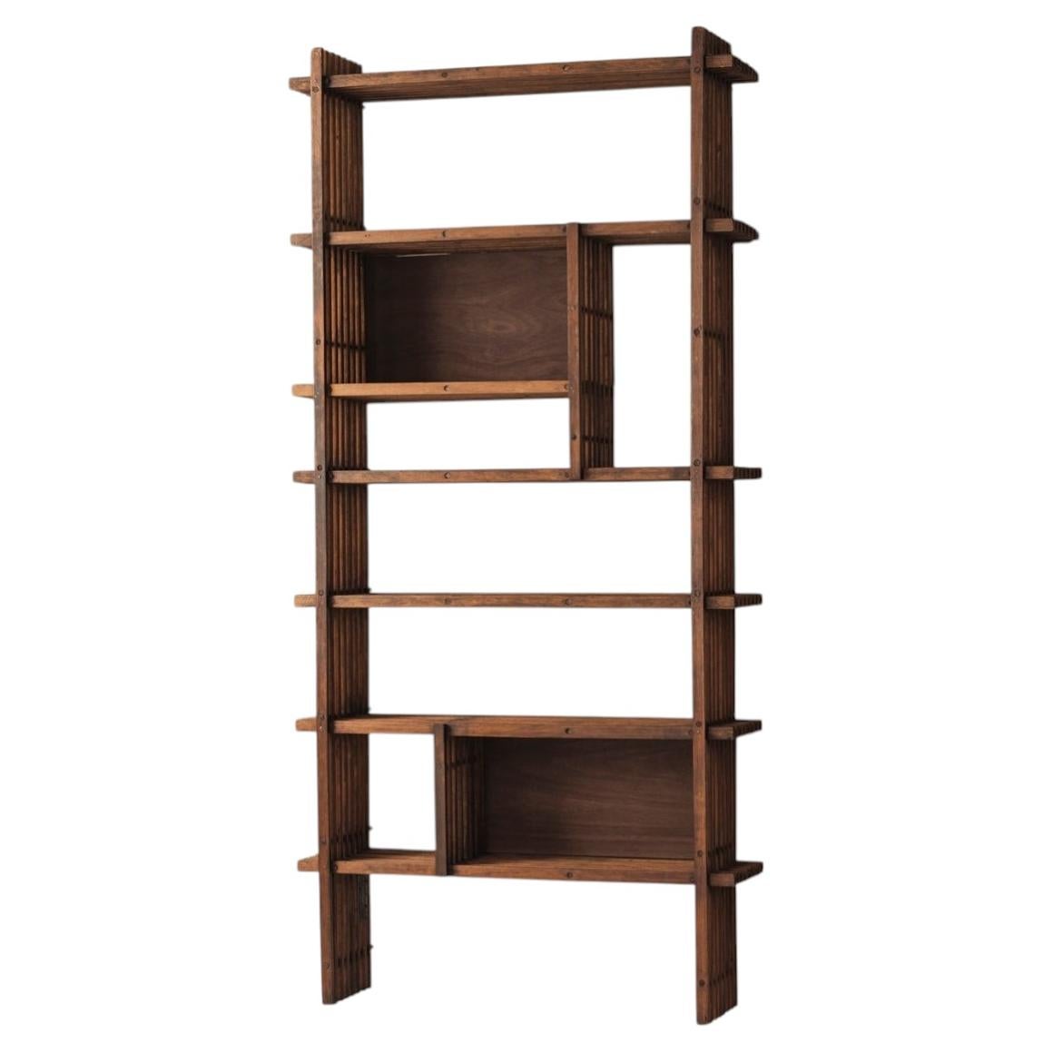 Architectural French oak bookcase / cabinet from the 1950s