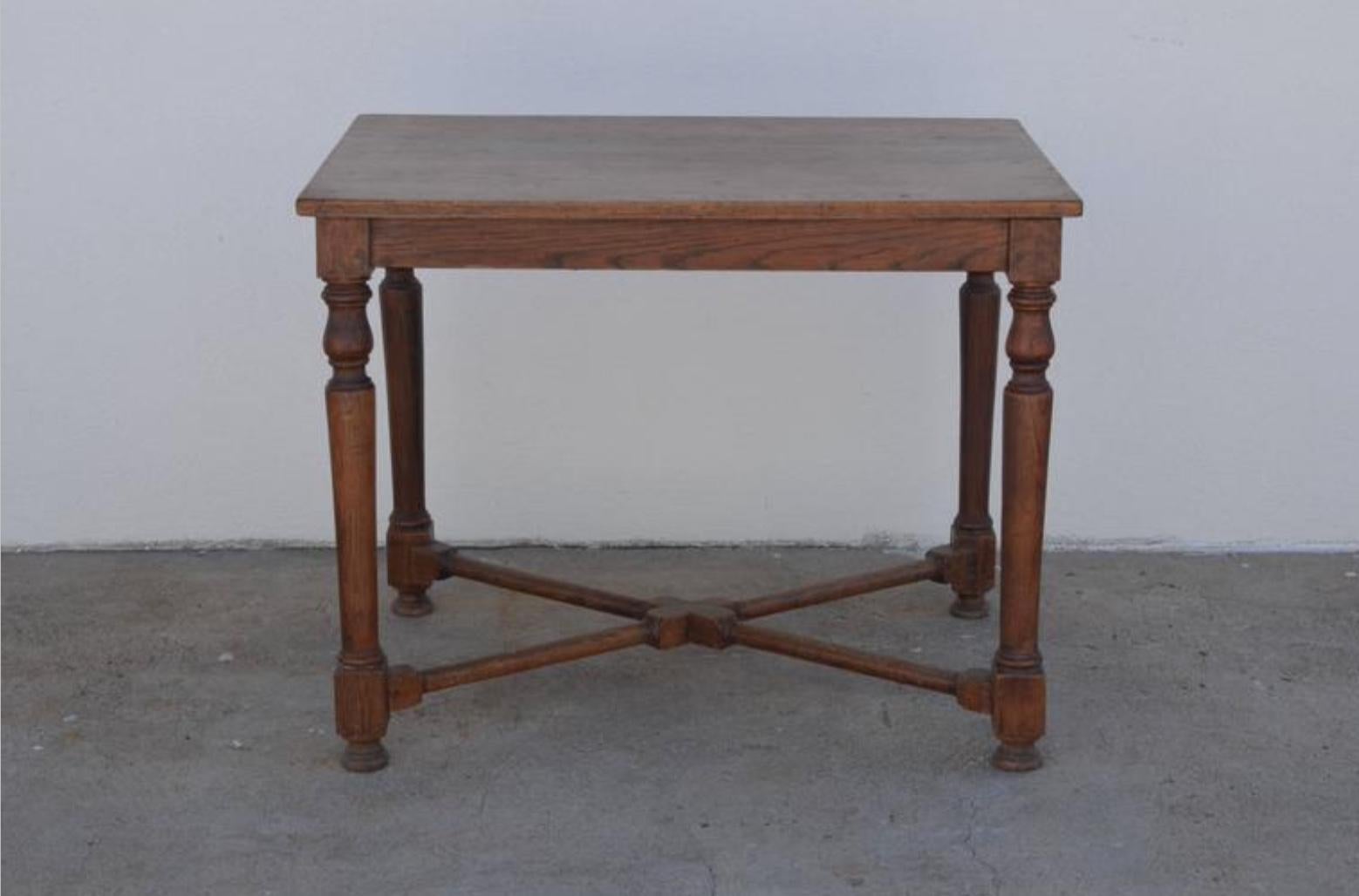 Patinated Architectural French Oak Center or Game Table For Sale