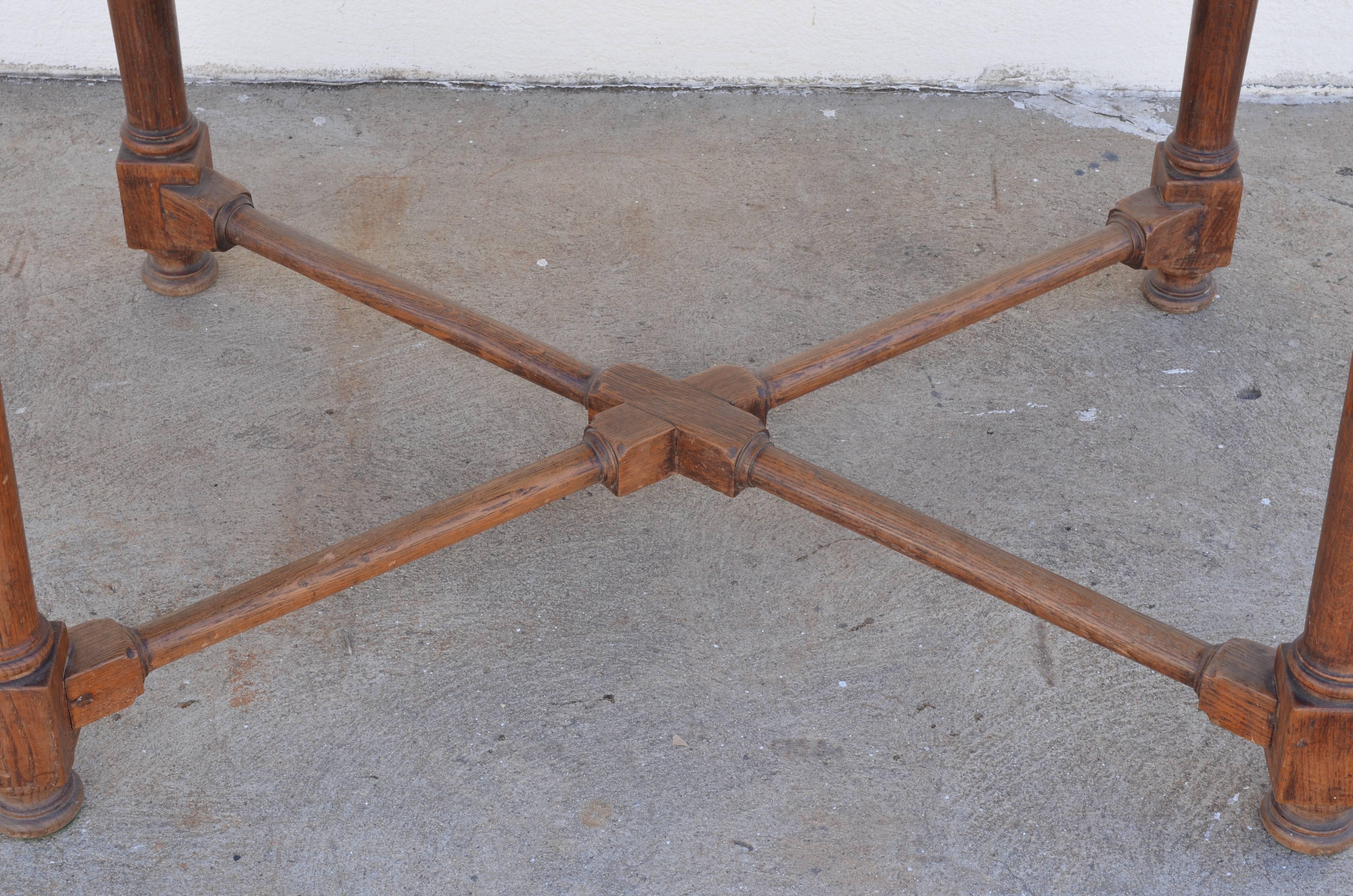 20th Century Architectural French Oak Center or Game Table For Sale