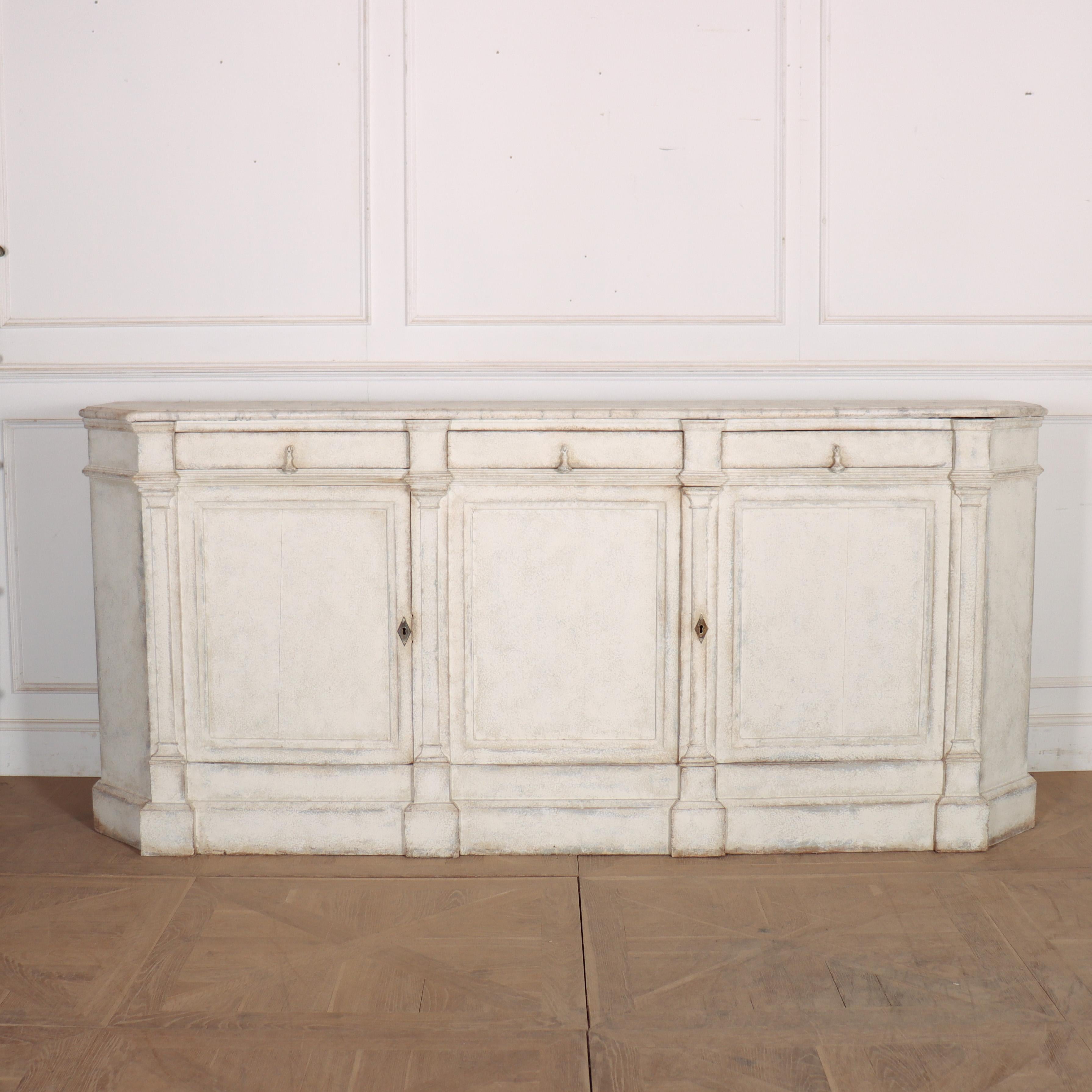 Large early 19th Century French architectural painted enfilade with a painted faux marble top.1840