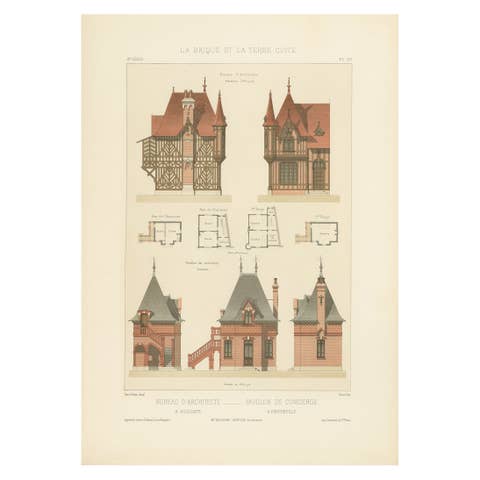 La Brique Architectural Print – Bureau & Gatehouse by Edouard Lewicki, c.1900