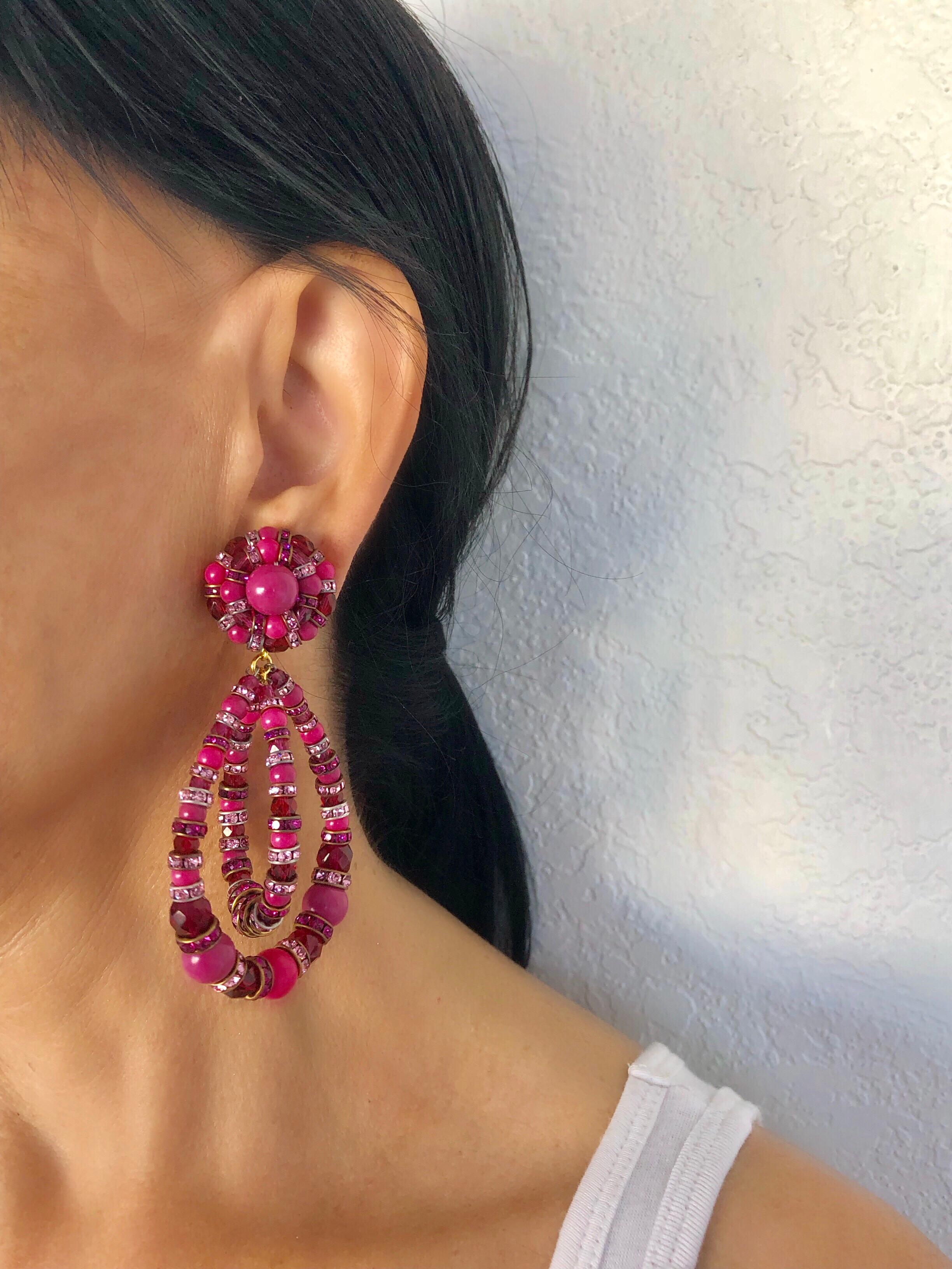 fuchsia statement earrings
