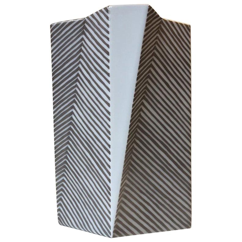 Architectural Futurist Vase by Else Kamp for Bing & Grøndahl, 1970s For Sale