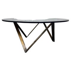 Architectural / geometric bronzed & glass cocktail table , Angelo Ostuni / Italy