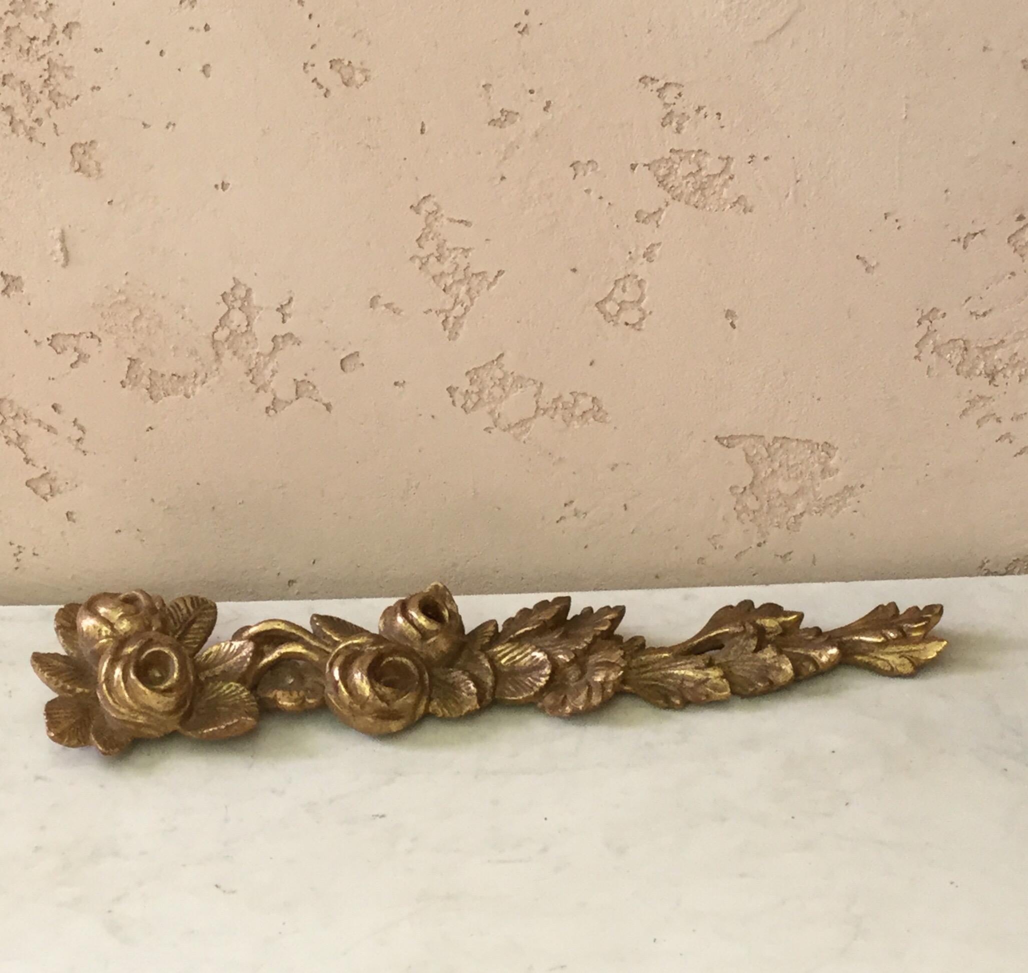 Art Deco Architectural Gilded Wood Roses Garland, circa 1930