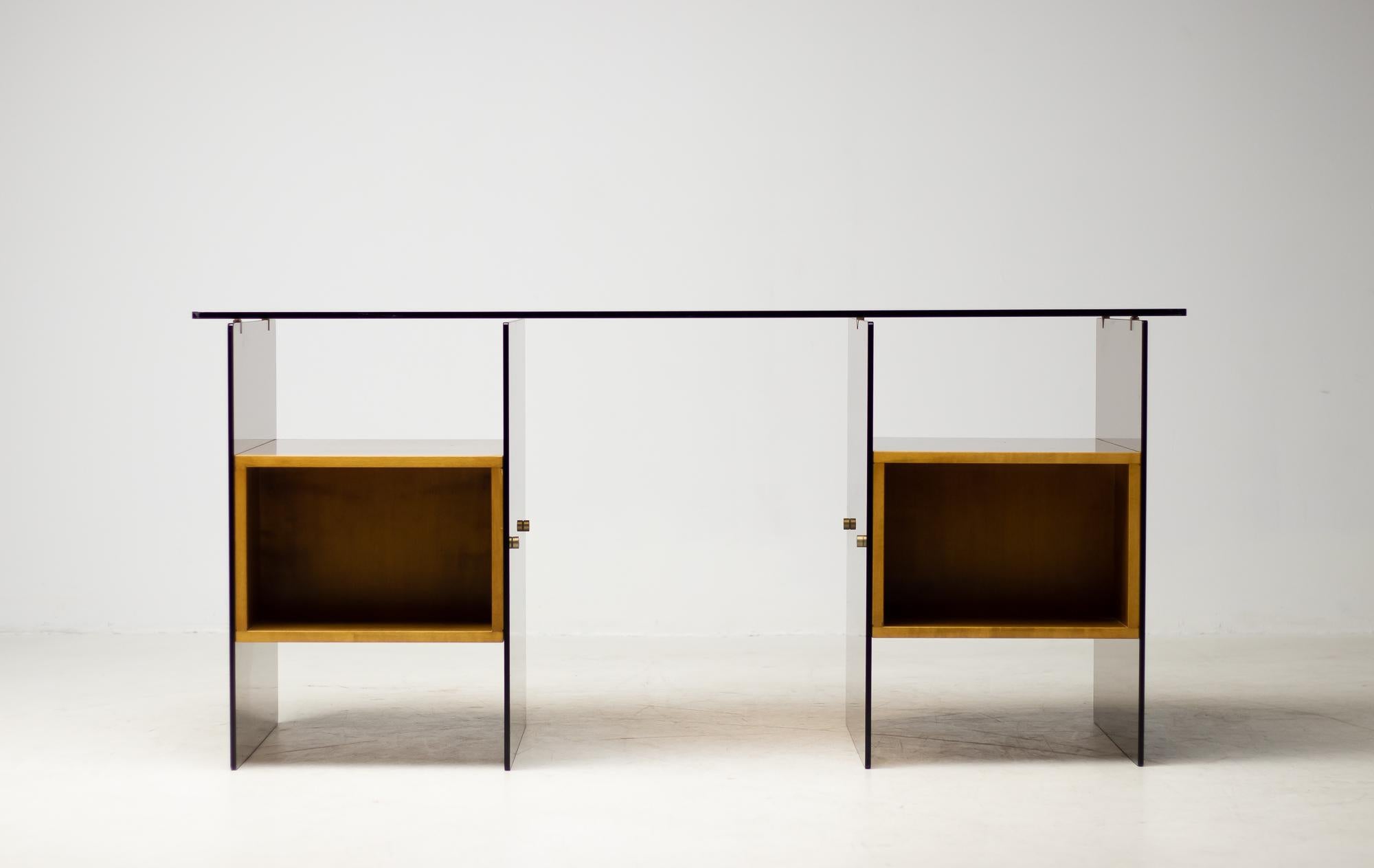 French Architectural Glass Desk, France, 1960