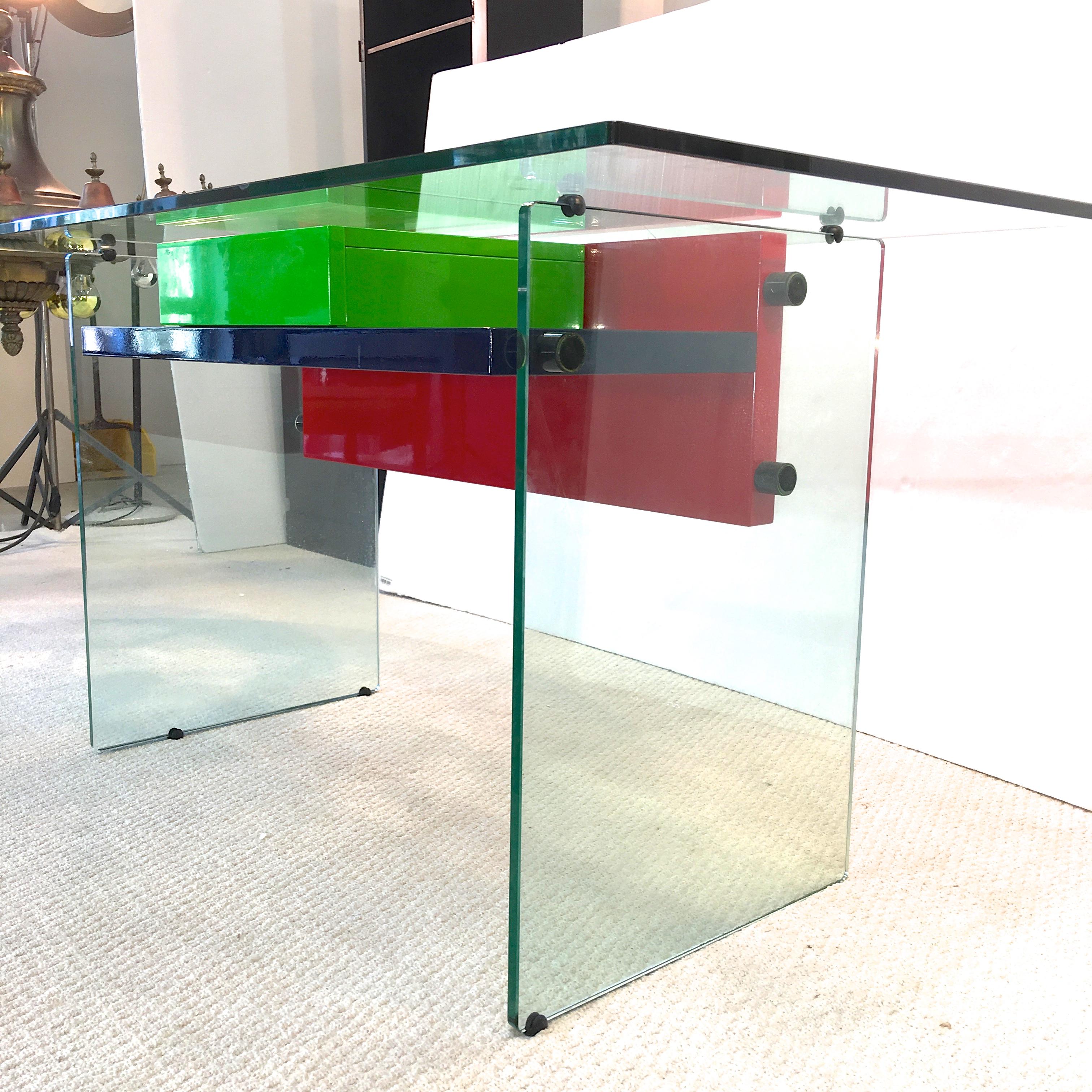 Architectural Glass and Lacquer Desk, France, 1970s 8