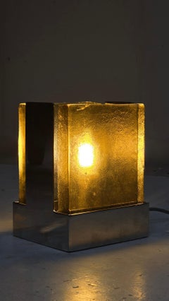 Architectural Glass & Mirror-Polished Stainless Table Lamp