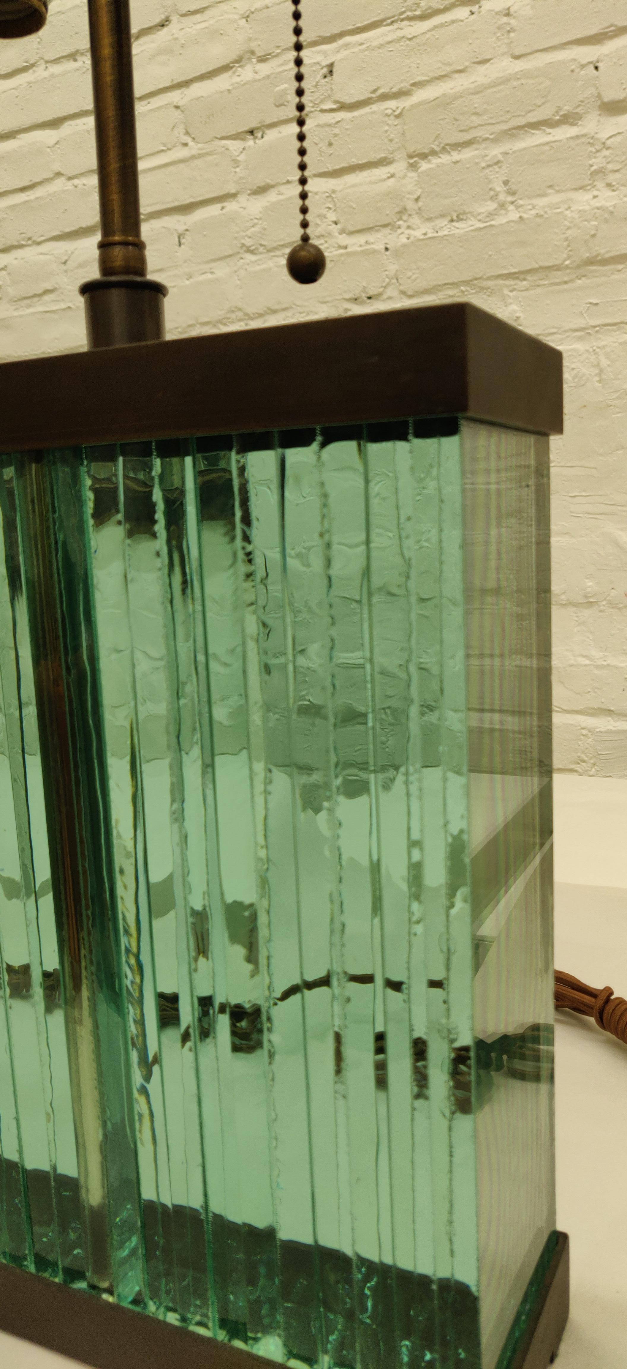Architectural Glass Slab Lamps after Jean Michel Frank 1