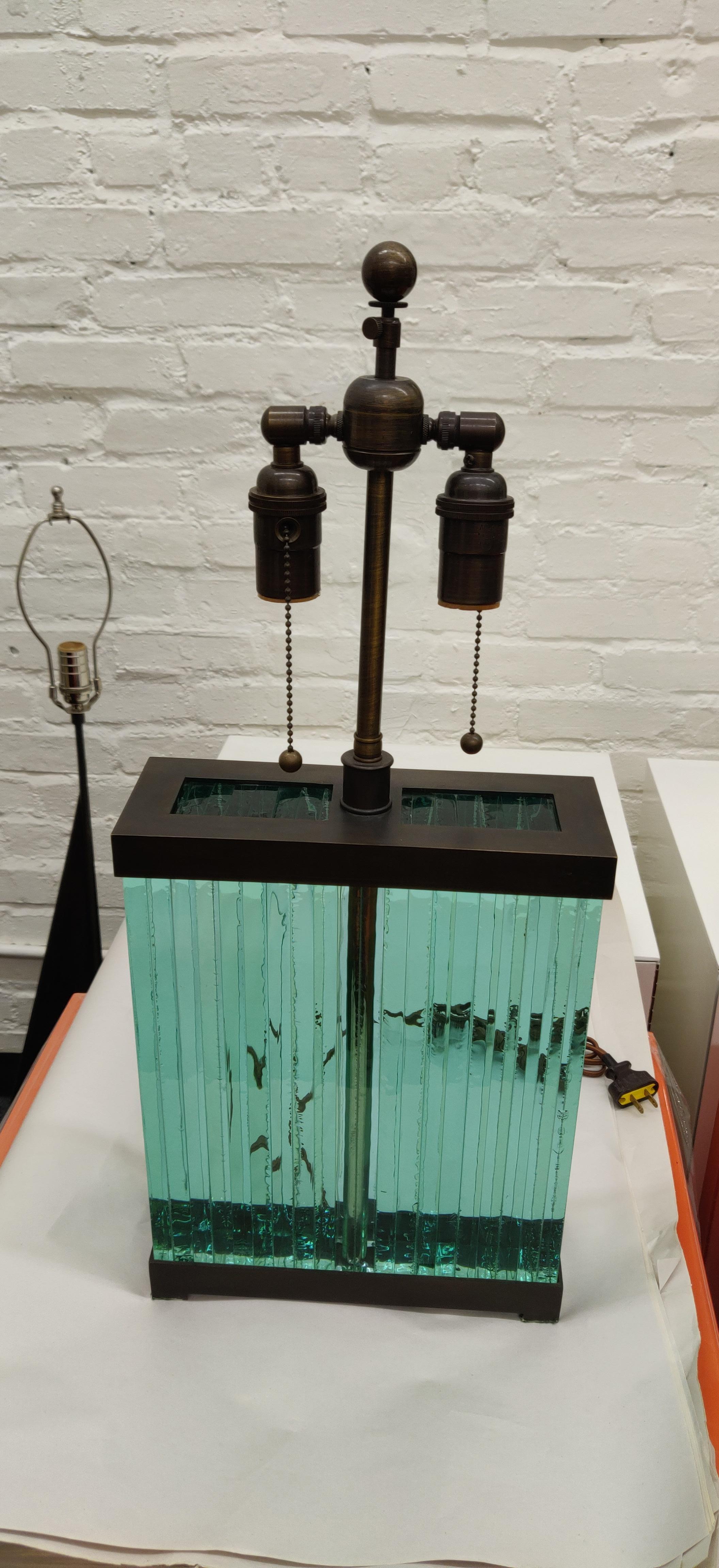 Architectural Glass Slab Lamps after Jean Michel Frank 3