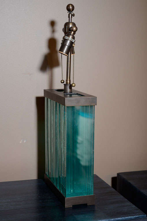 American Architectural Glass Slab Lamps after Jean Michel Frank
