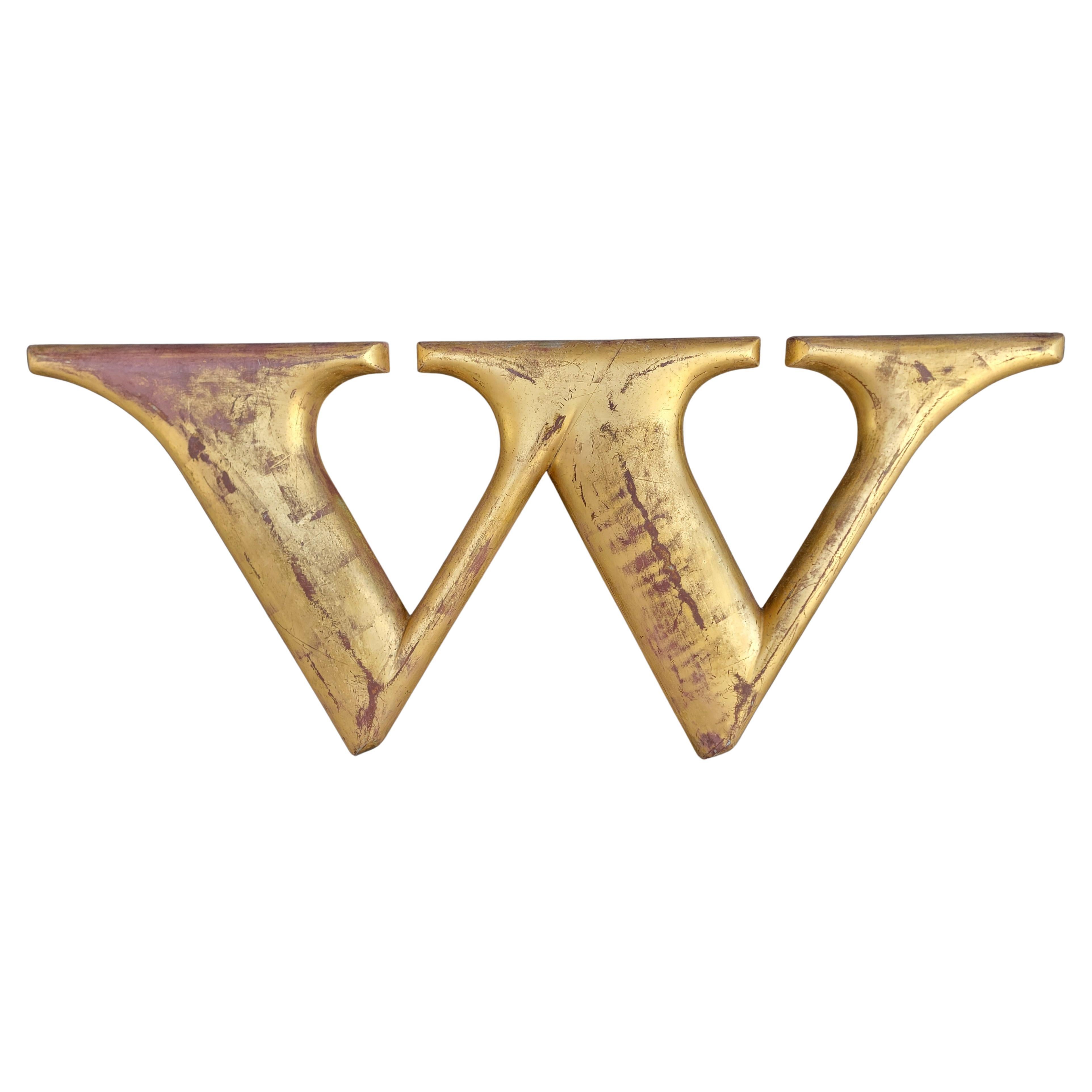Architectural Gold Leaf Sign Letter "W" Large-Scale For Sale