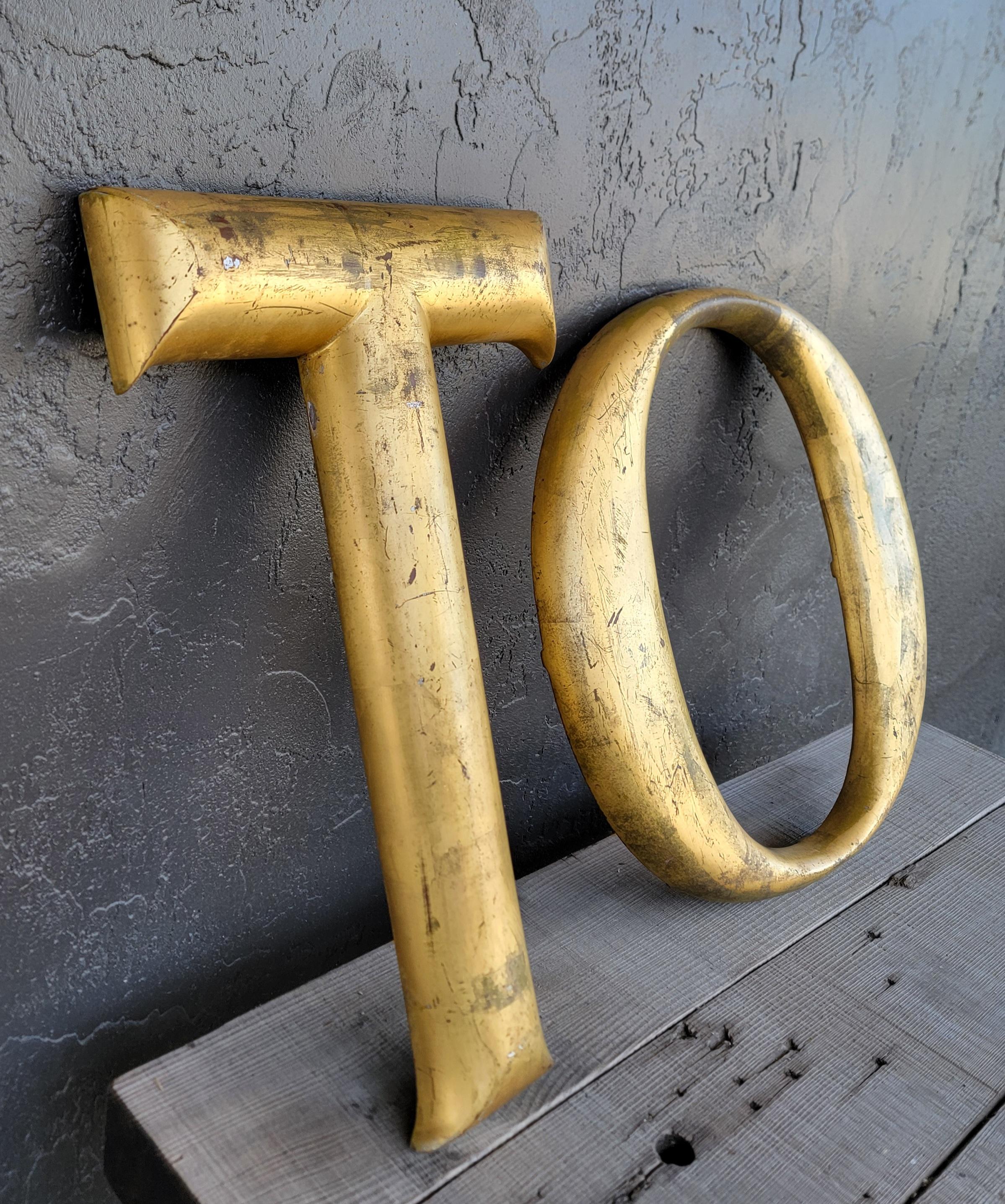 Two vintage sign letters, 