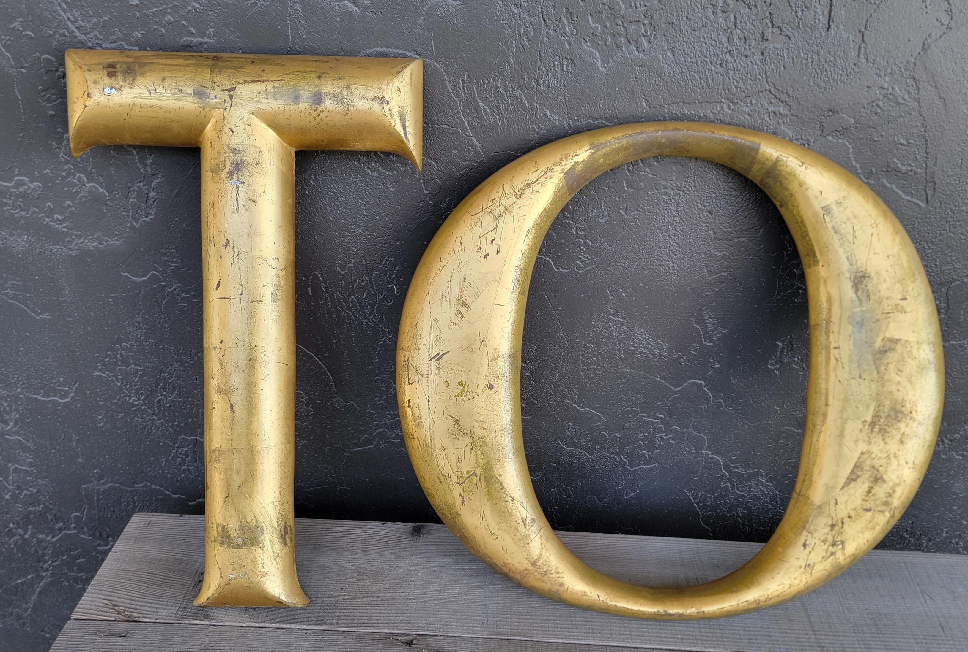 Industrial Architectural Gold Leaf Sign Letters 