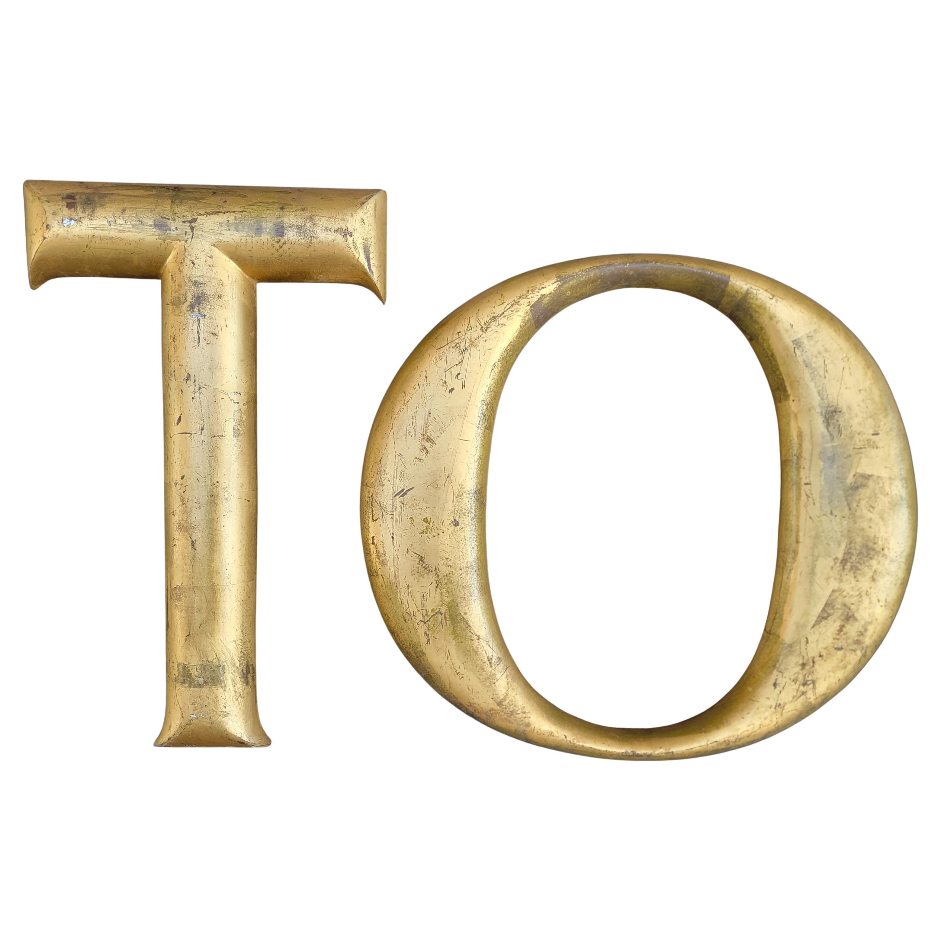 Architectural Gold Leaf Sign Letters "T" and "O"  Large Scale