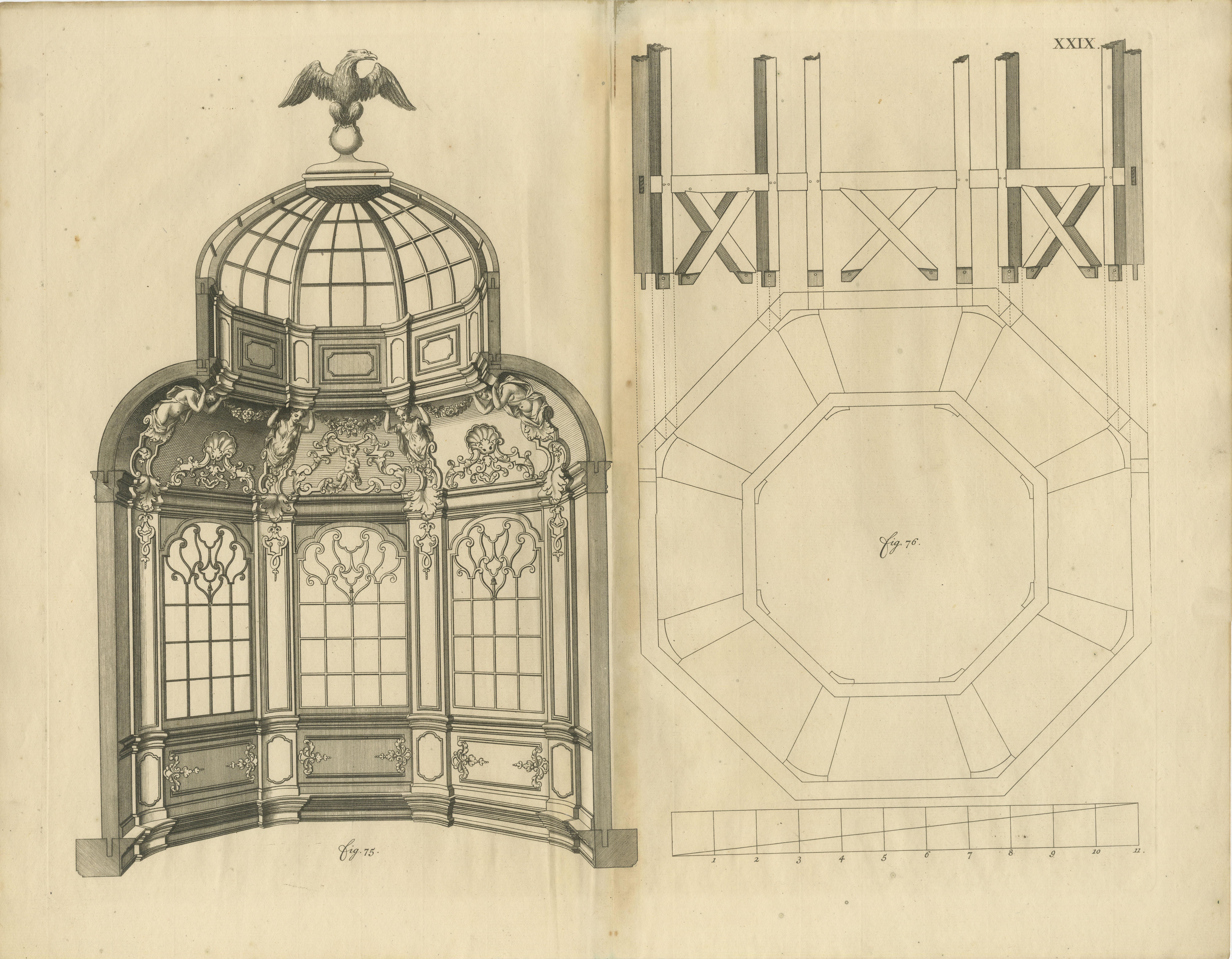 Paper Architectural Grandeur: Van der Horst's Baroque Ornaments, 1739 For Sale