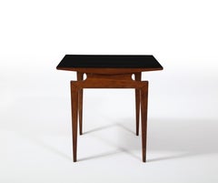 Architektonisches Gueridon aus Eiche und schwarzem Laminat, Frankreich 1950er Jahre