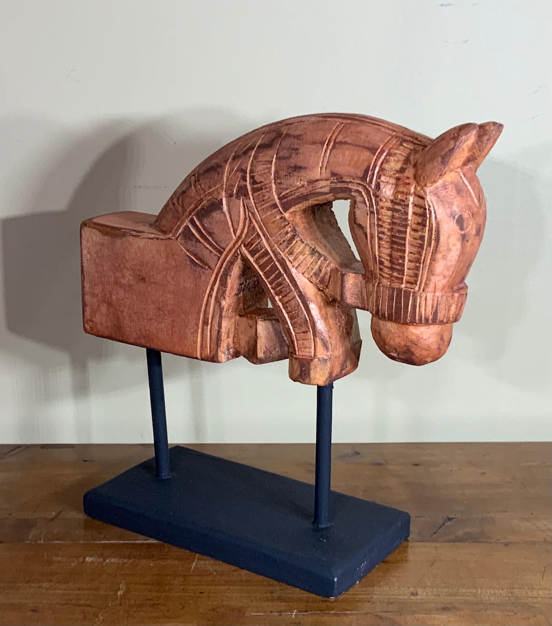 Hand-Carved Architectural Hand Carved Wood Horse For Sale