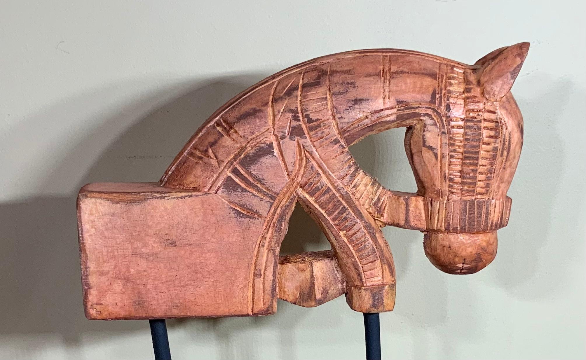 Architectural Hand Carved Wood Horse In Good Condition For Sale In Delray Beach, FL