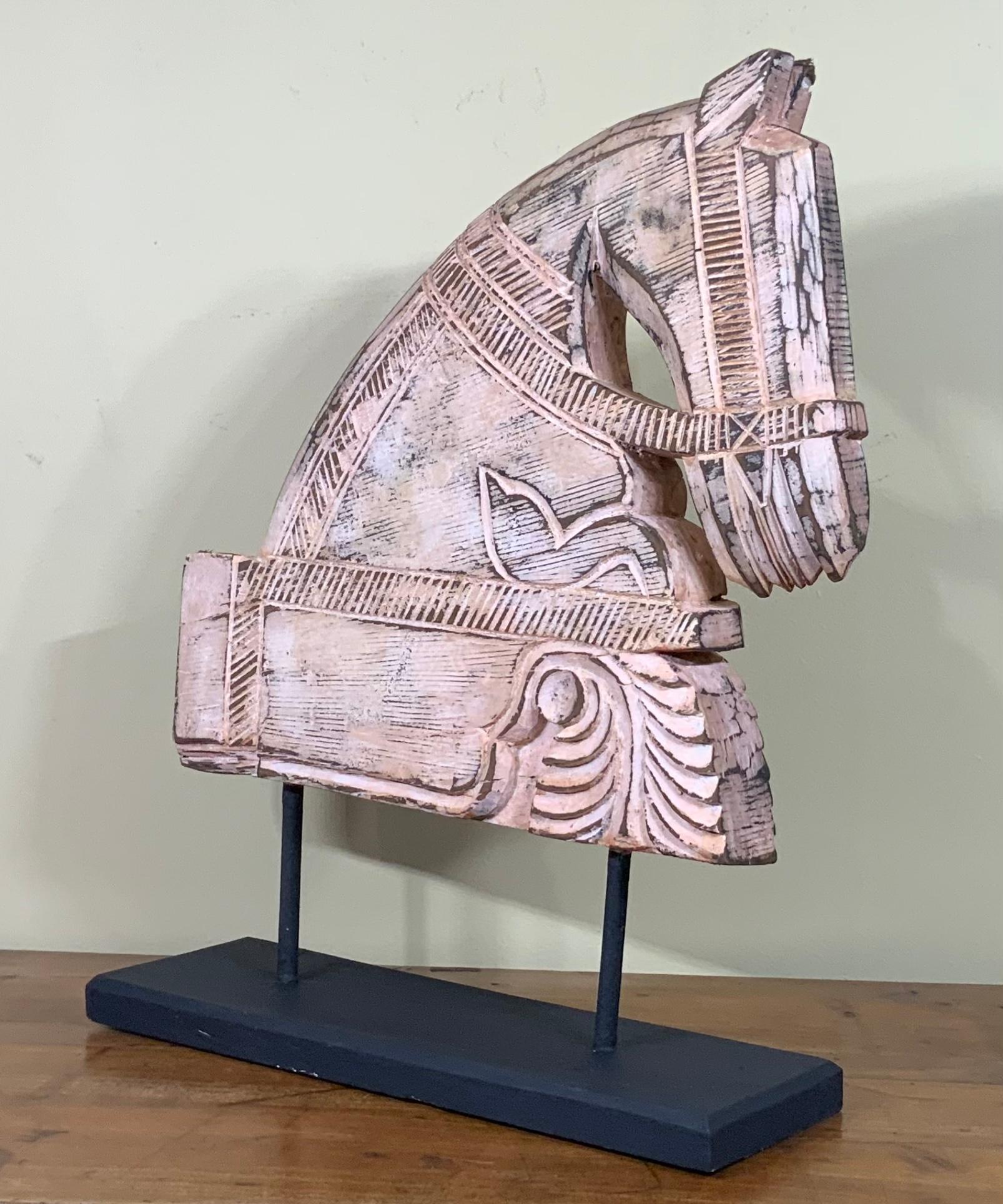 20th Century Architectural Hand Carved Wood Horse For Sale