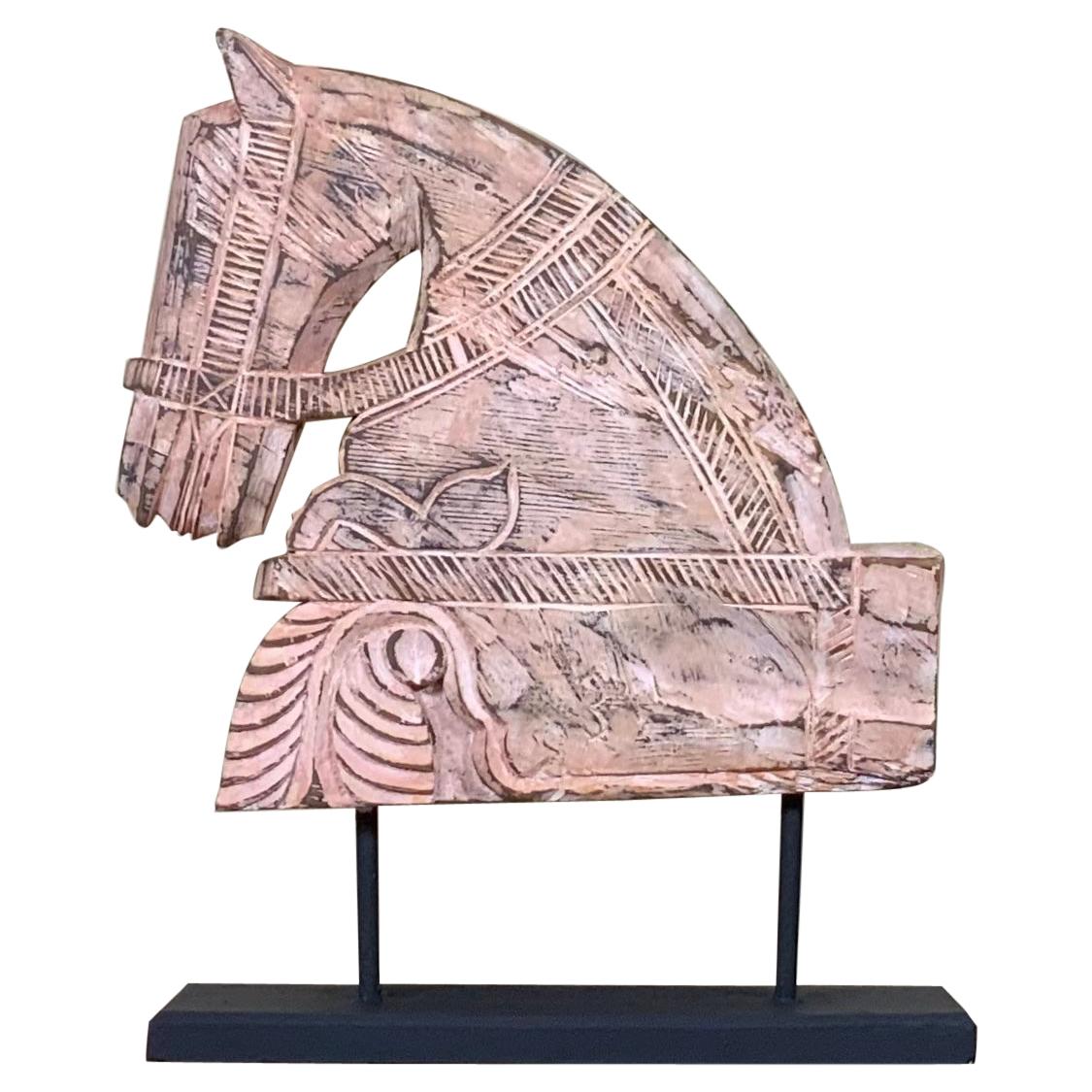 Architectural Hand Carved Wood Horse For Sale