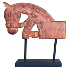 Vintage Architectural Hand Carved Wood Horse