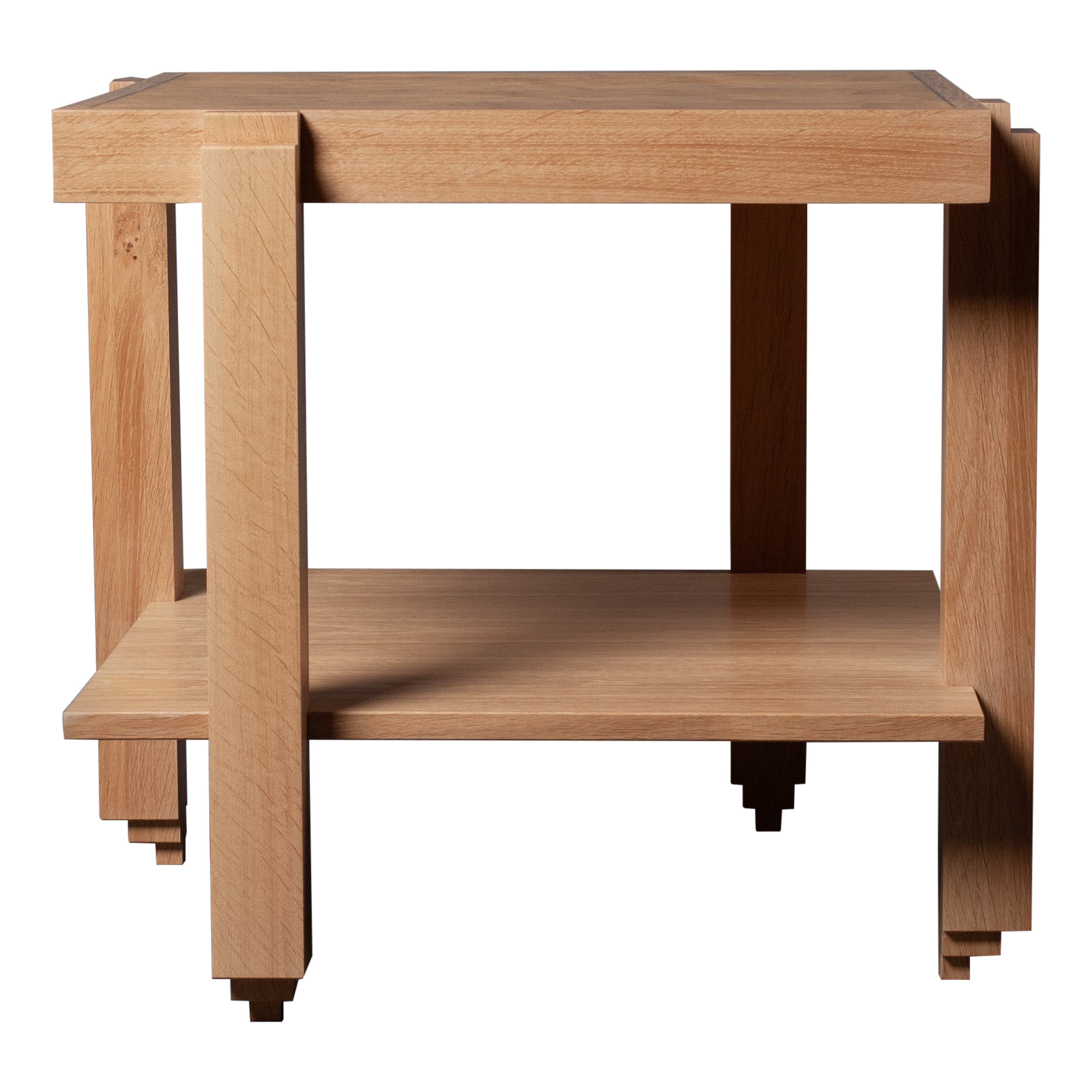 Comodino architettonico Ziggurat in Oak Oak realizzato a mano in vendita