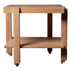 Table de nuit architecturale Ziggurat en chêne anglais travaillé à la main