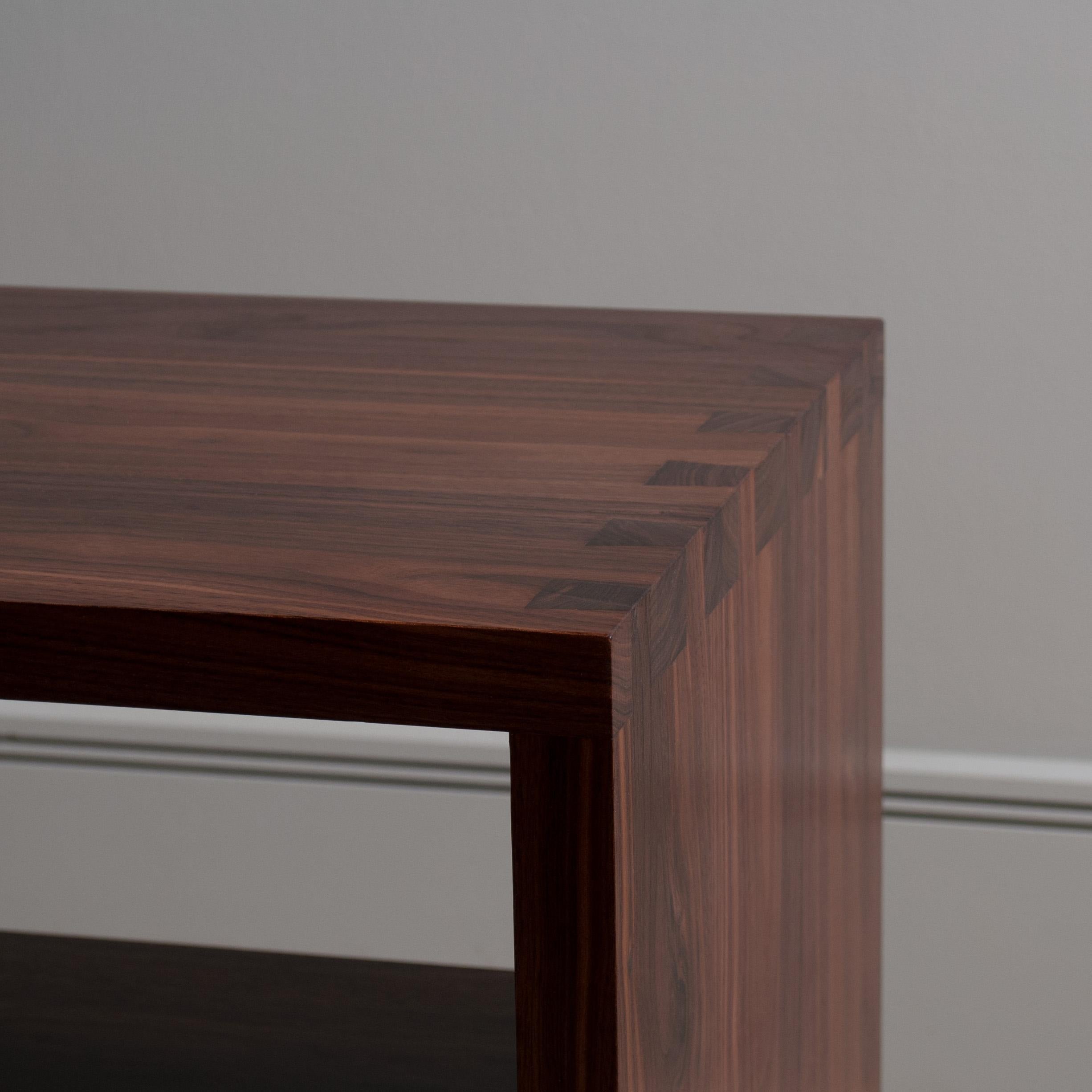Modern Architectural Handcrafted Pillar Walnut End Table For Sale