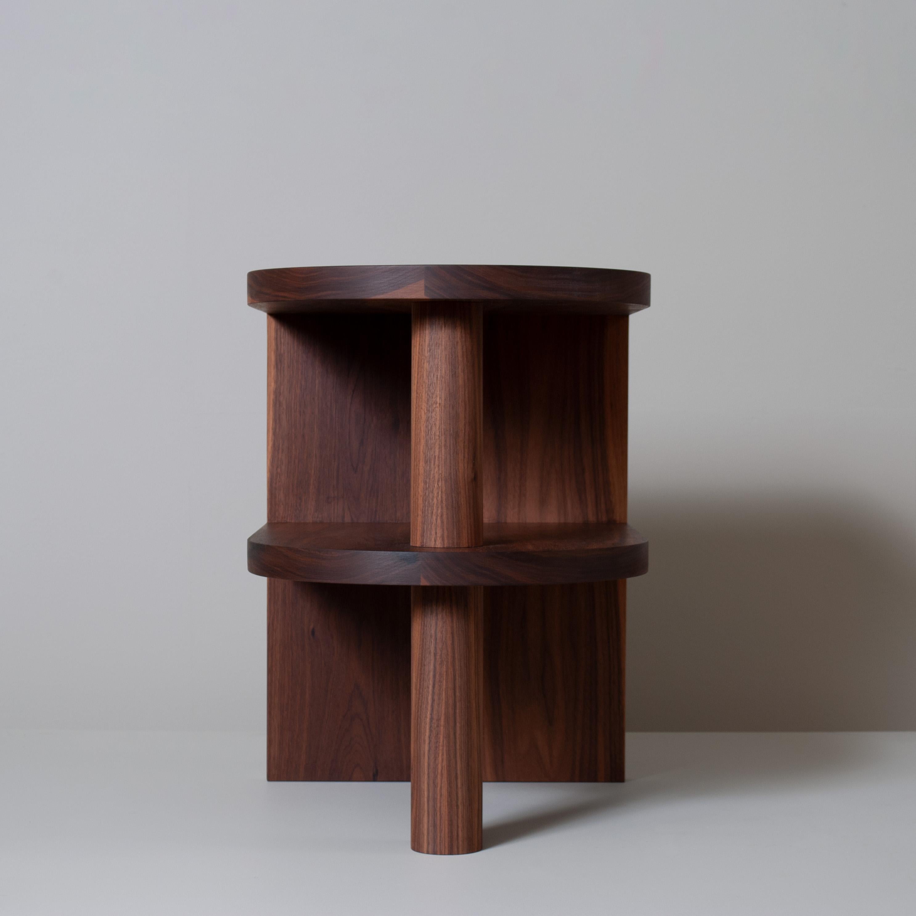 English Architectural Handcrafted Pillar Walnut End Table For Sale
