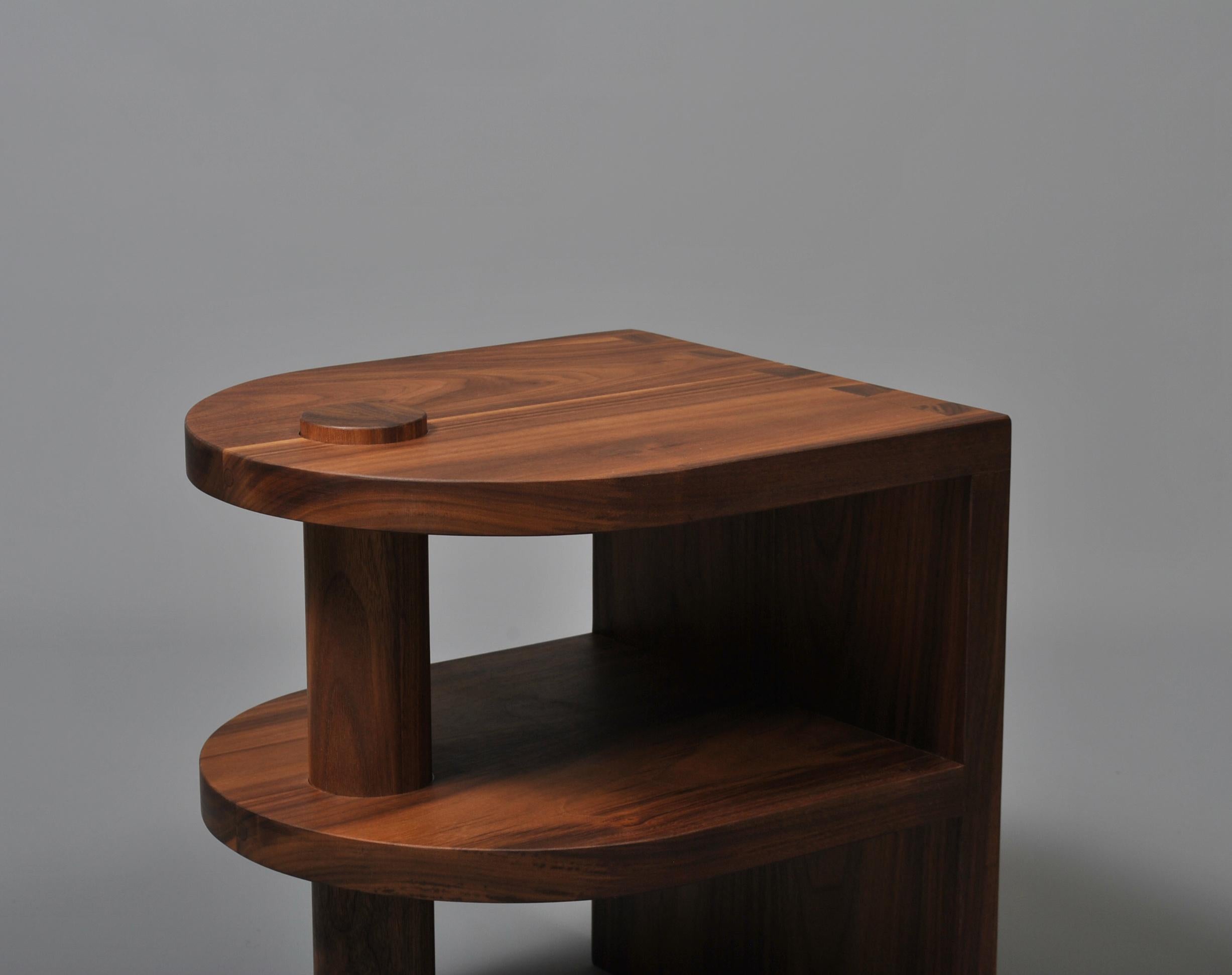 Architectural Handcrafted Walnut End Table For Sale 3