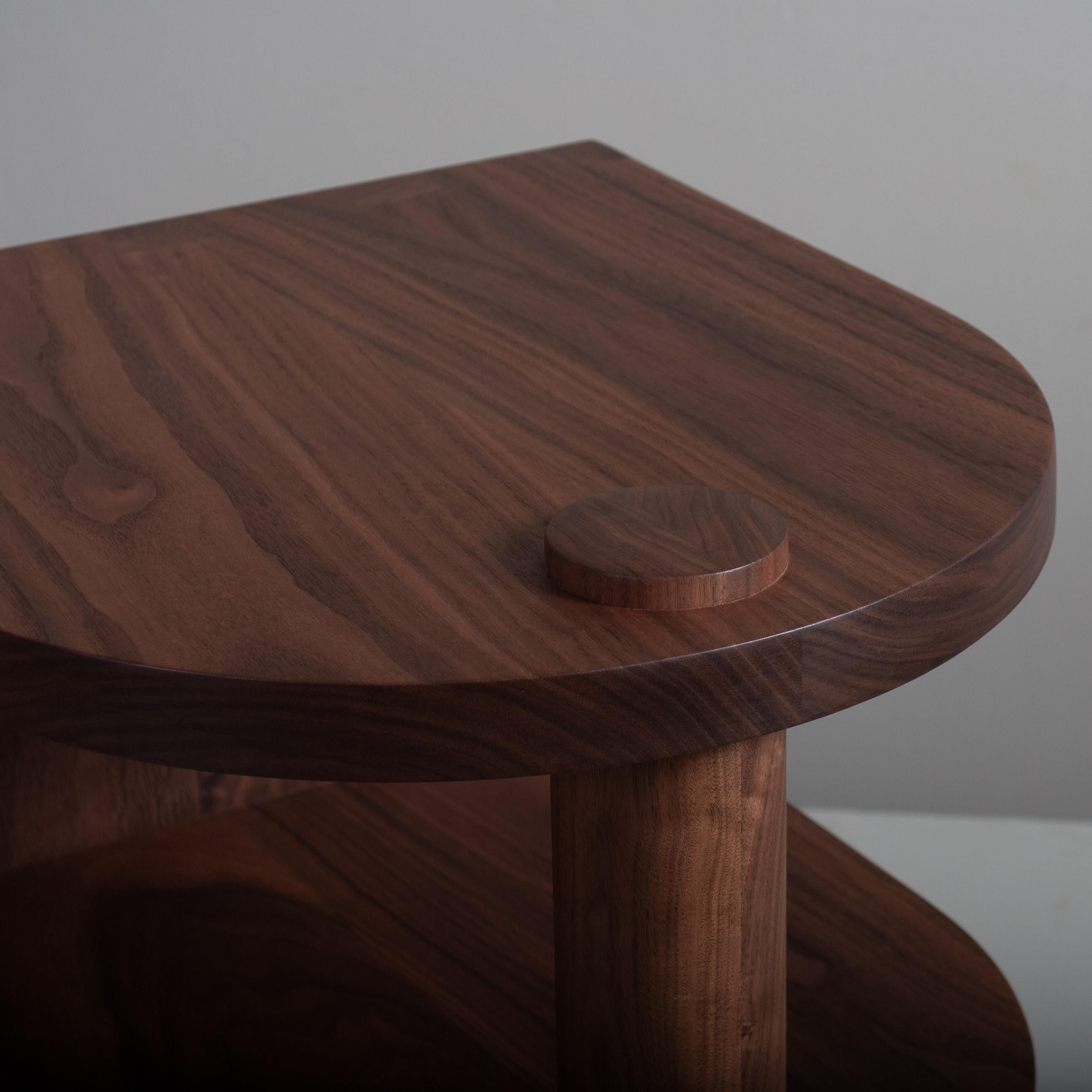 Hand-Crafted Architectural Handcrafted Walnut End Table For Sale