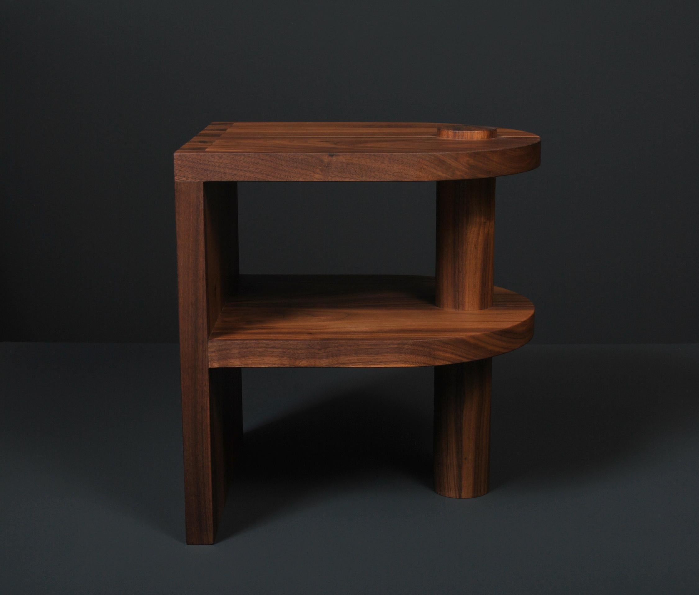 Architectural Handcrafted Walnut End Table In New Condition In London, GB