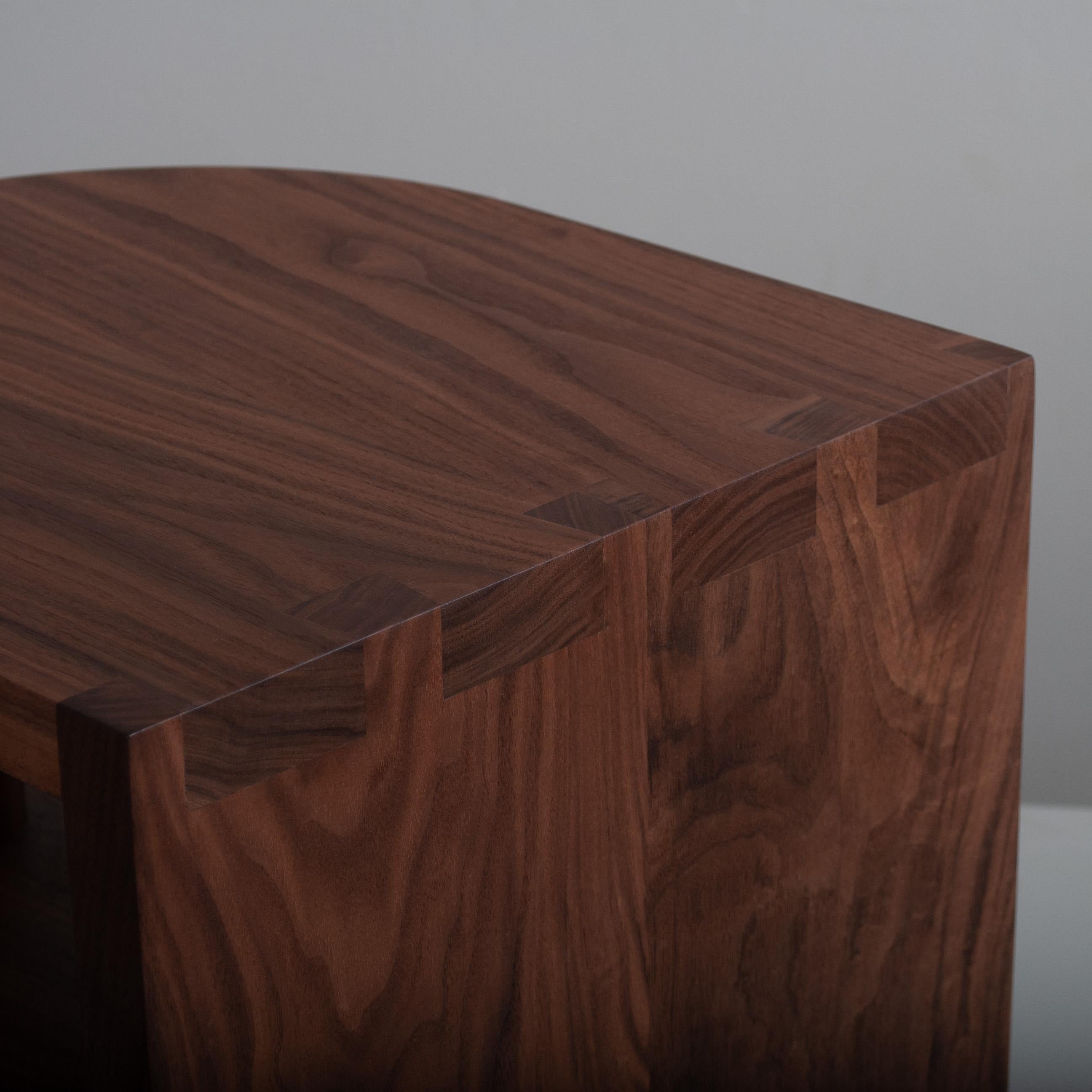 Architectural Handcrafted Walnut End Table In New Condition For Sale In London, GB
