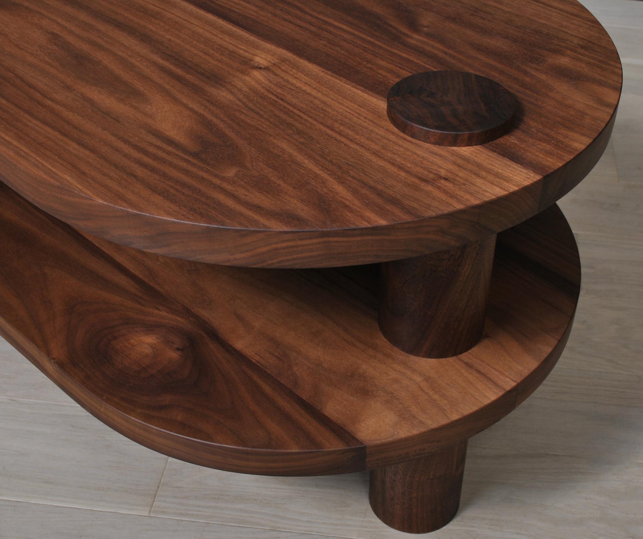 Post-Modern Architectural Handcrafted Walnut Coffee Table