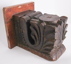 Architectural Hindu Temple Carved Wood Fragment from India