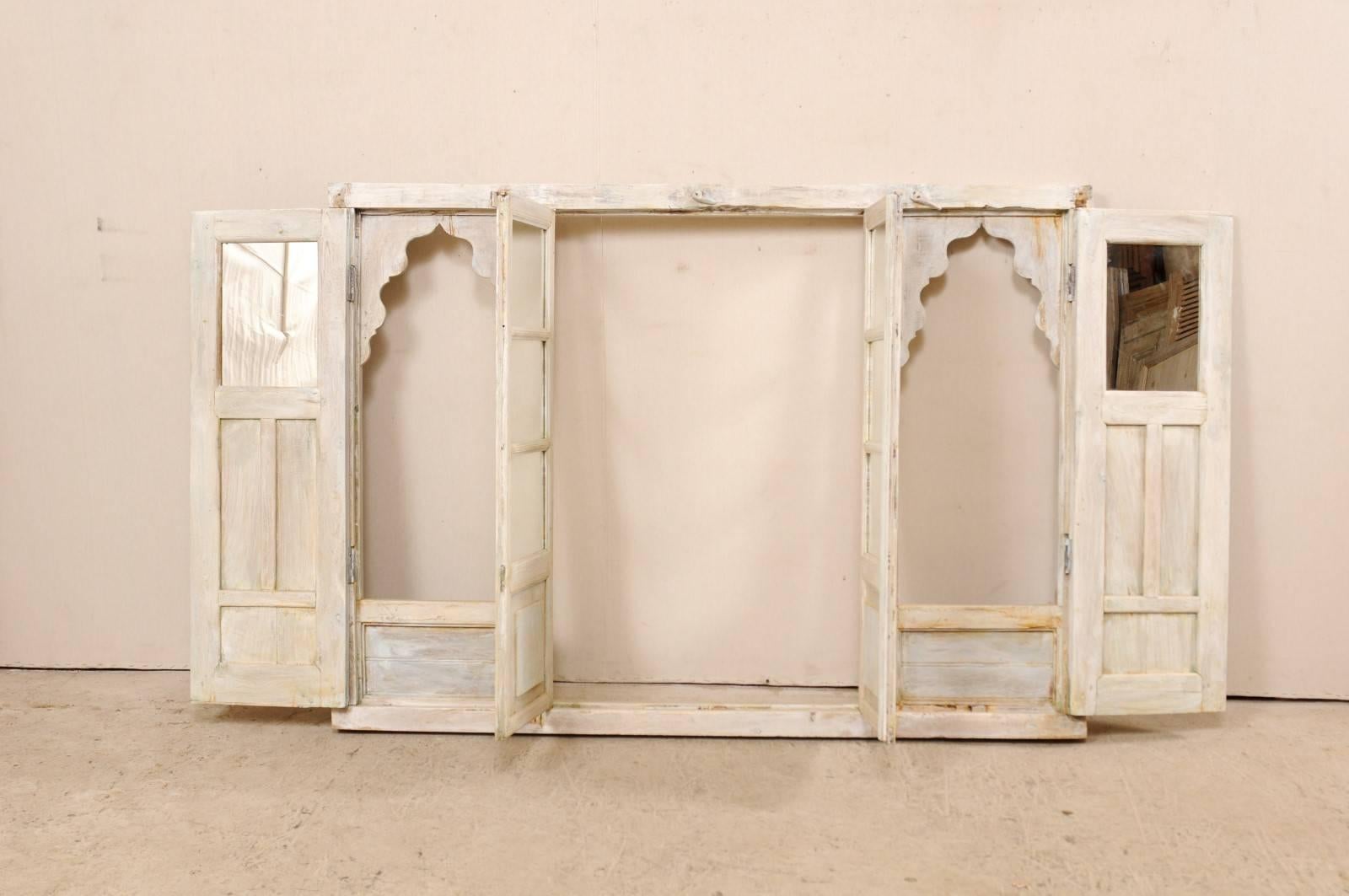 Architectural Indian Wall Decoration Adorned with Scalloped Arches and Mirrors For Sale 1