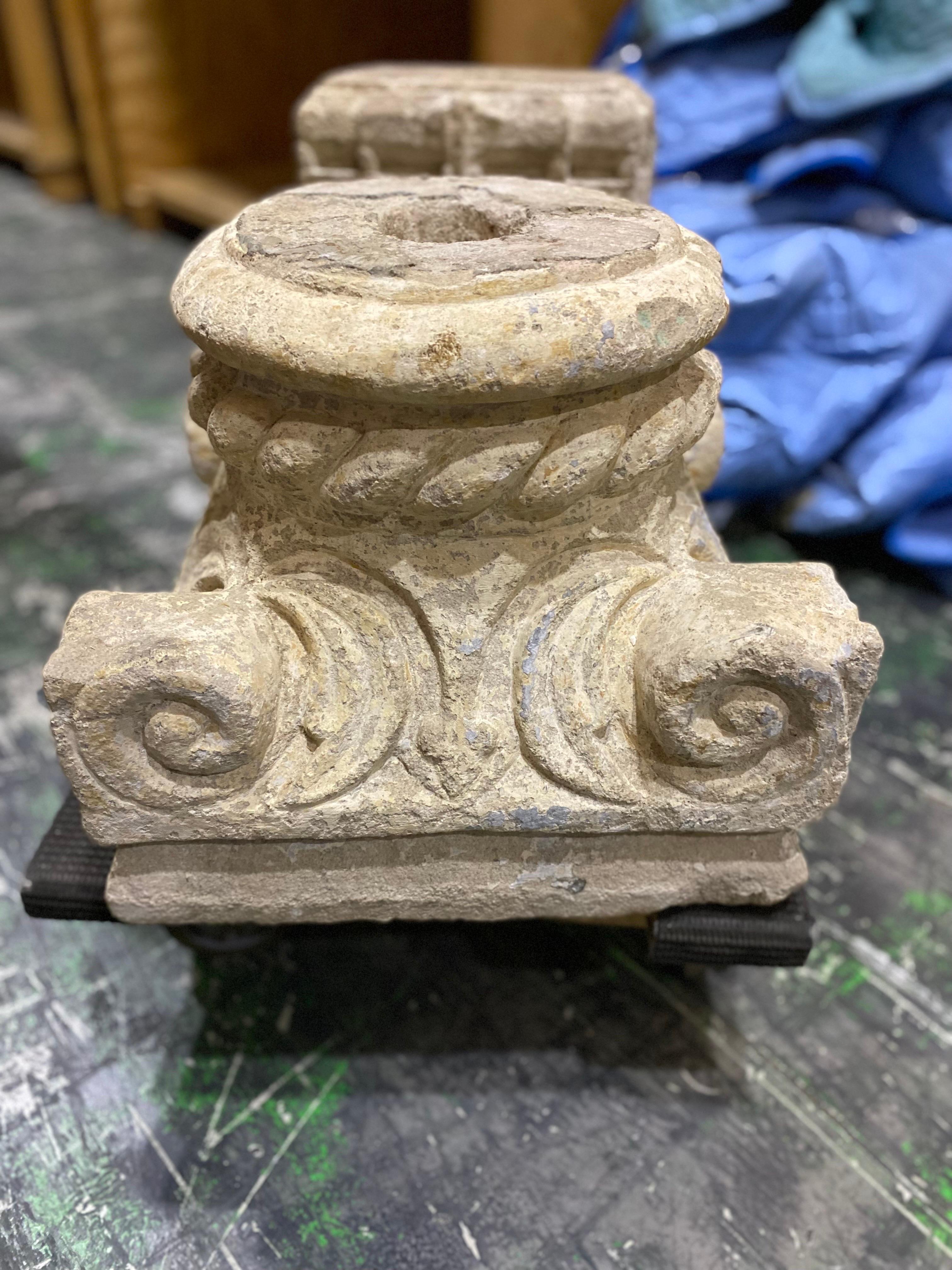 Architectural Ionic Stone Fragment, Early 20th Century
Probably 100 years old or so. A beautiful decorative piece can be used to put plants on, candles, sculpture or another creative use. Too heavy to ship in a box.

15