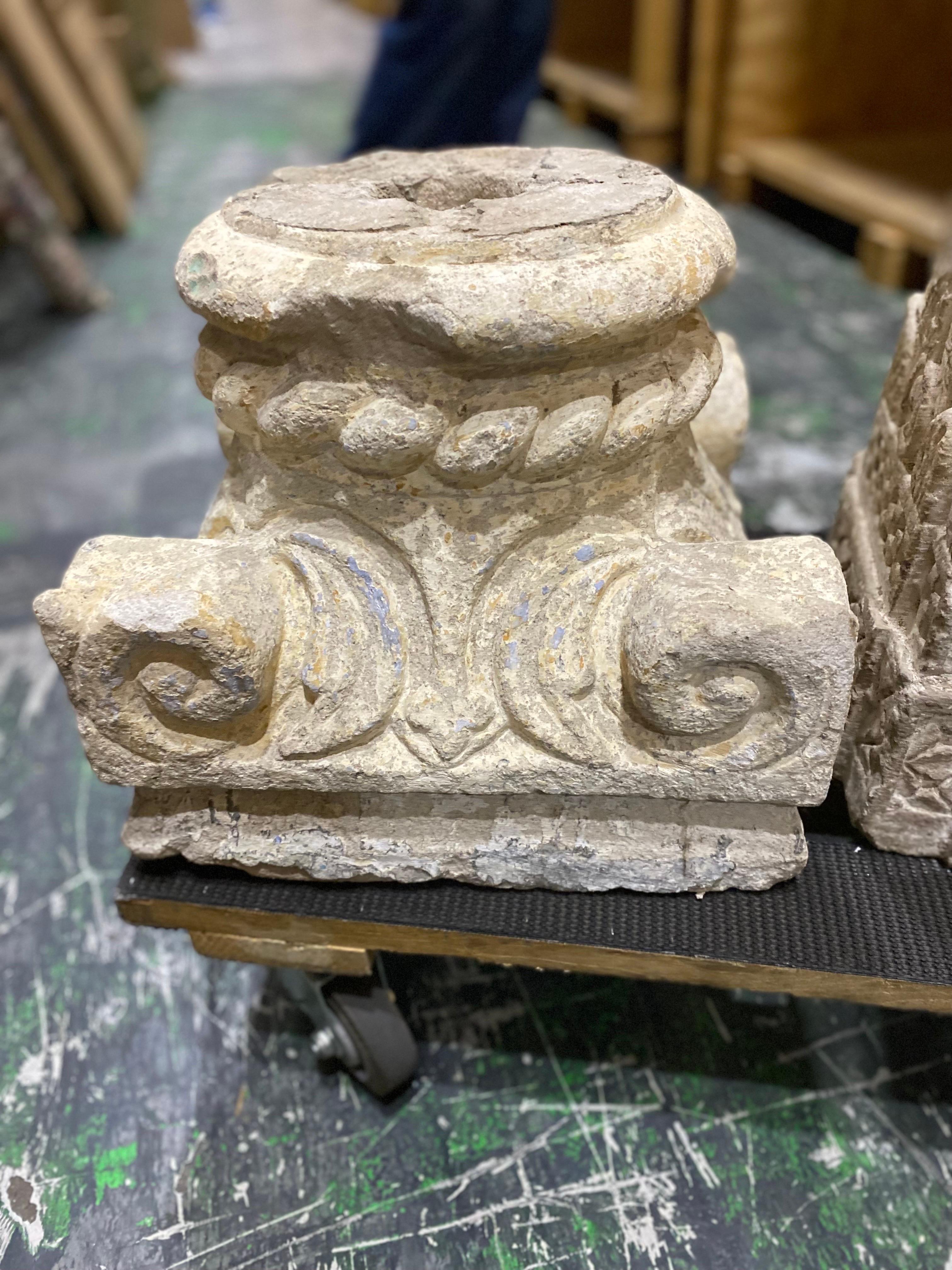 Unknown Architectural Ionic Stone Fragment, Early 20th Century For Sale